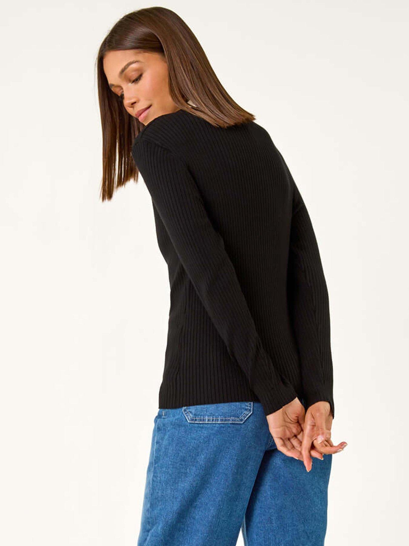 roman-button-scallop-collar-ribbed-jumper-blackstillFront