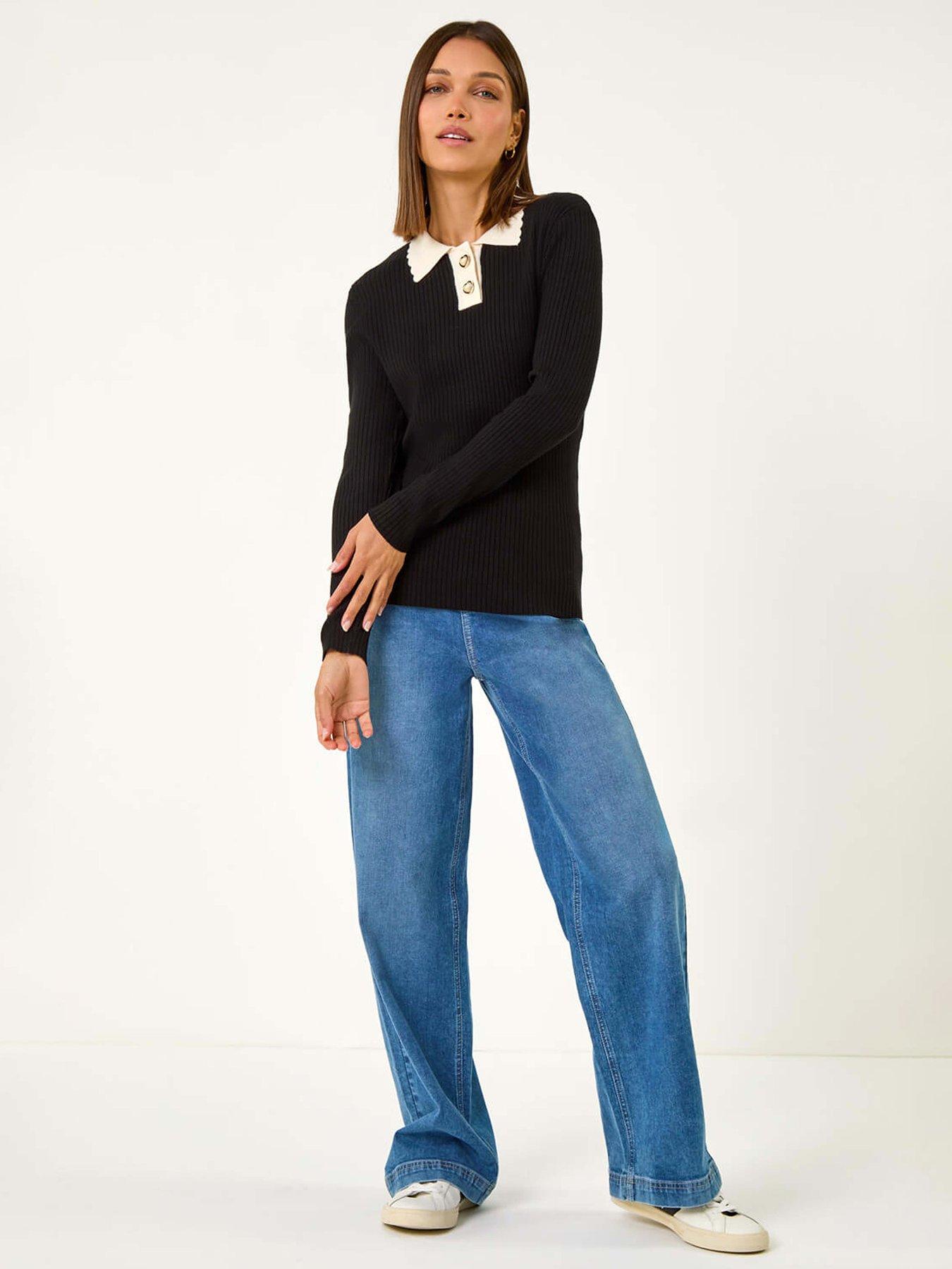 roman-button-scallop-collar-ribbed-jumper-blackback