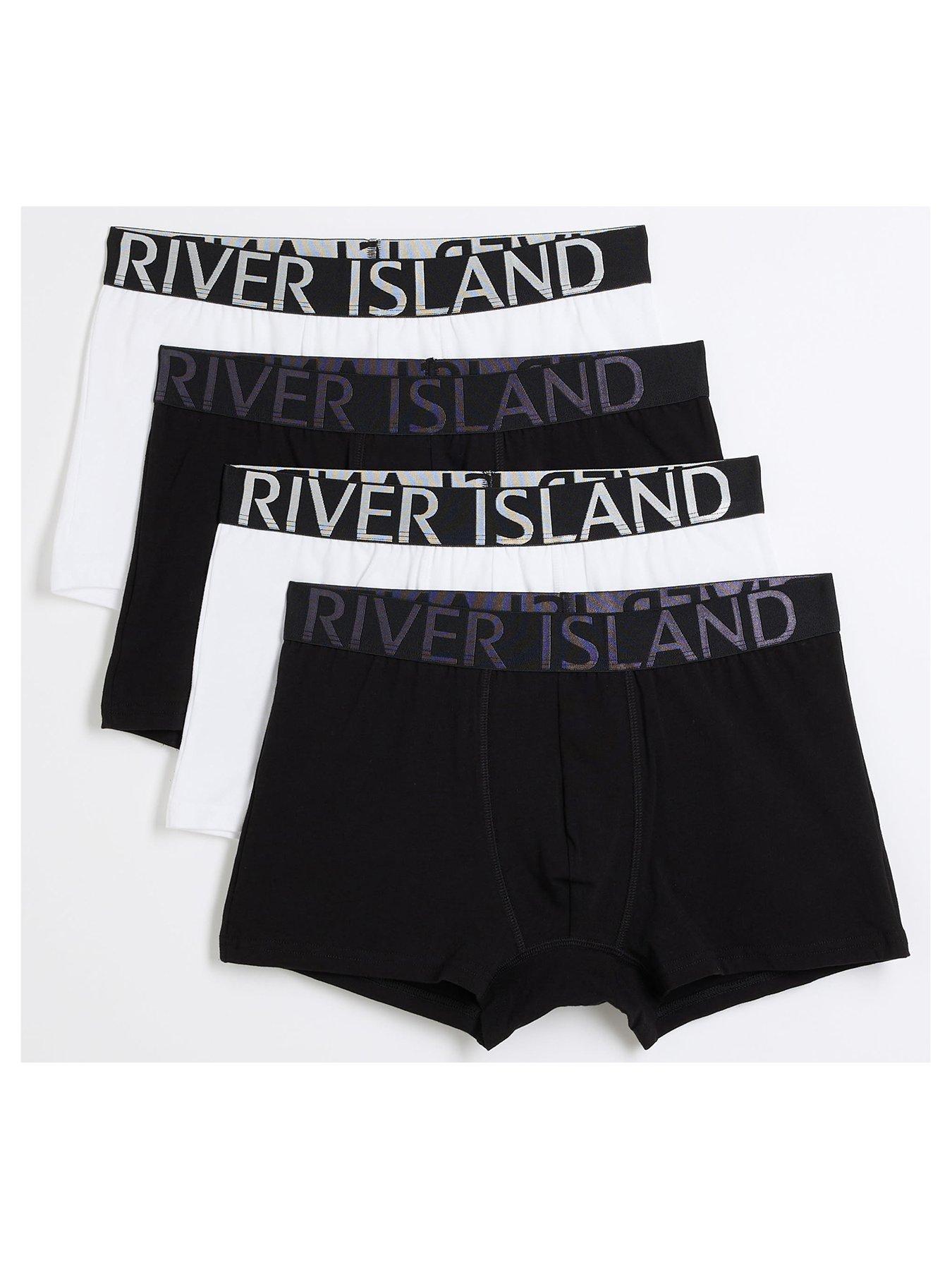 river-island-4-pack-metallic-large-logo-trunks-black