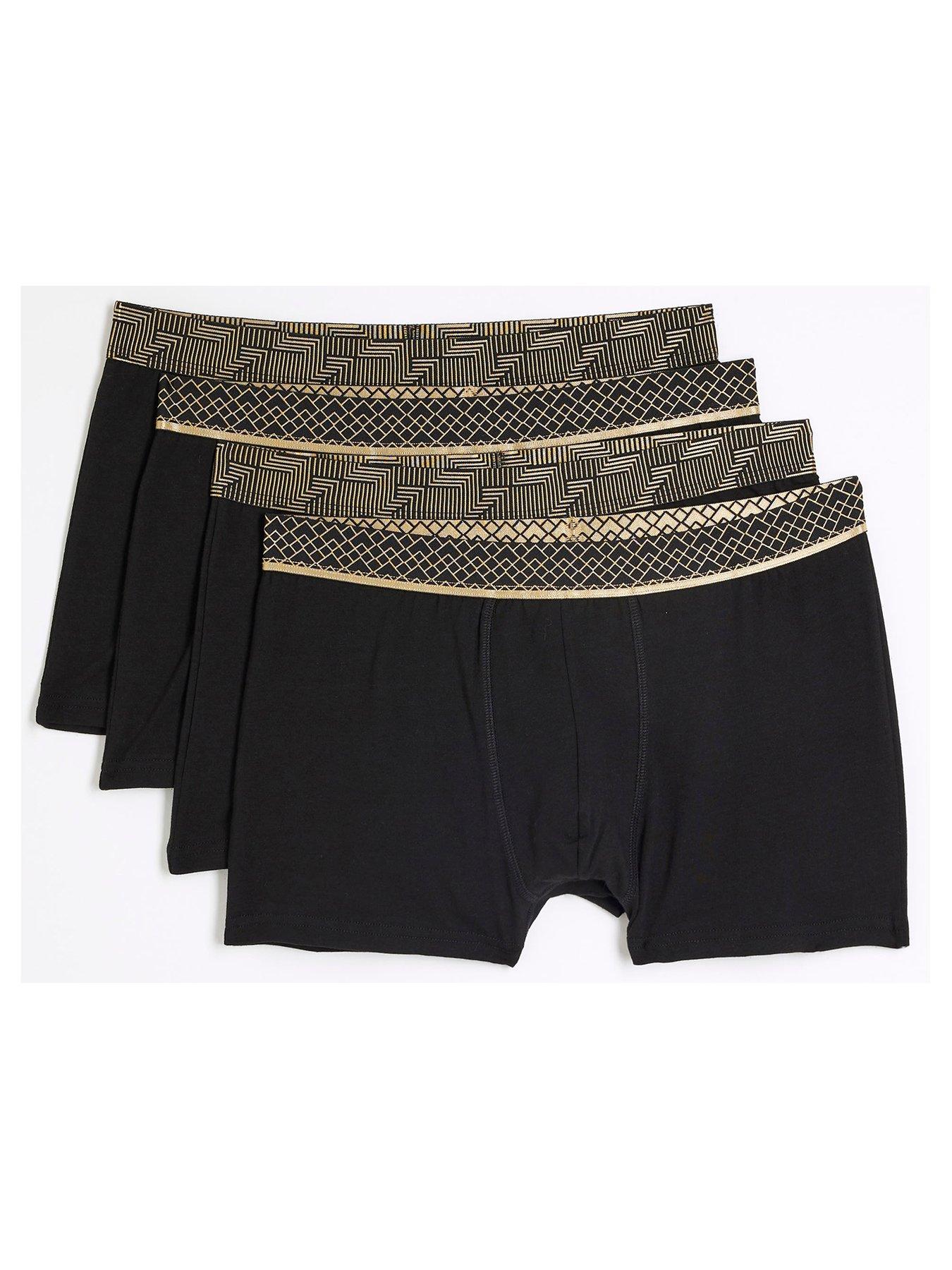 river-island-river-island-checkerboard-gold-waistband-trunks-4-pack