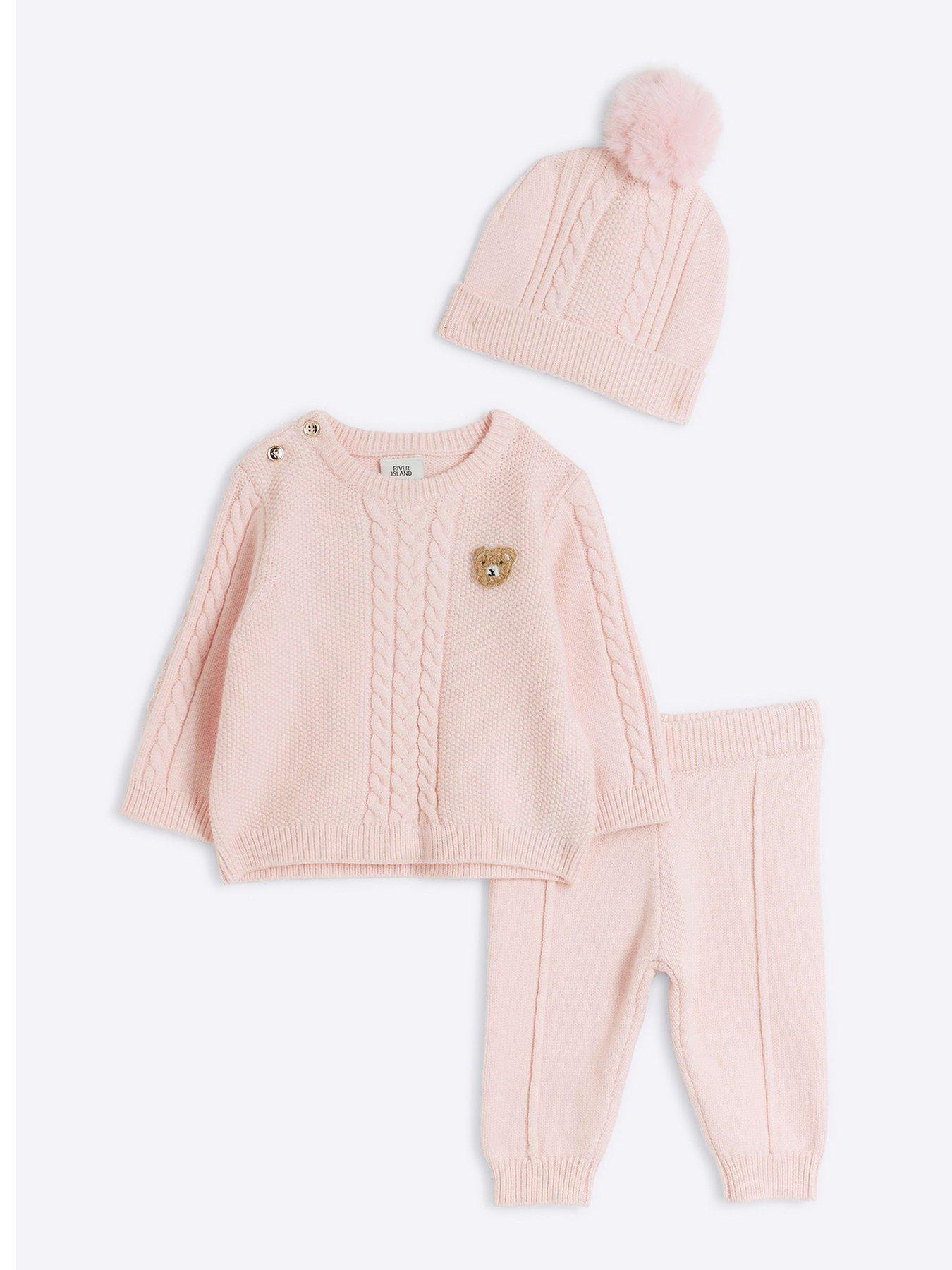 river-island-baby-baby-girls-cable-knit-3-piece-set-pink