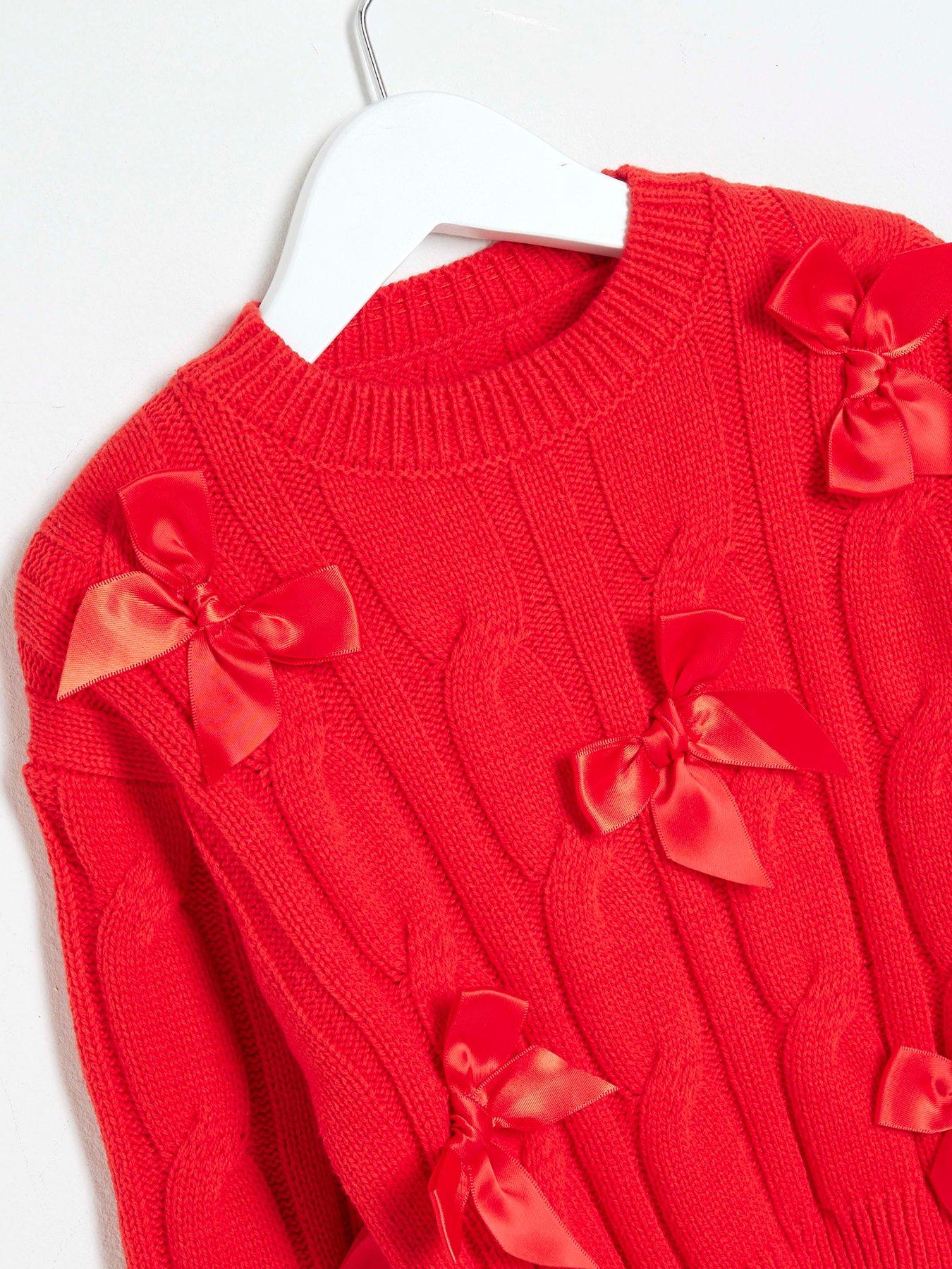 river-island-mini-mini-girls-red-cable-knit-bow-jumper-redoutfit