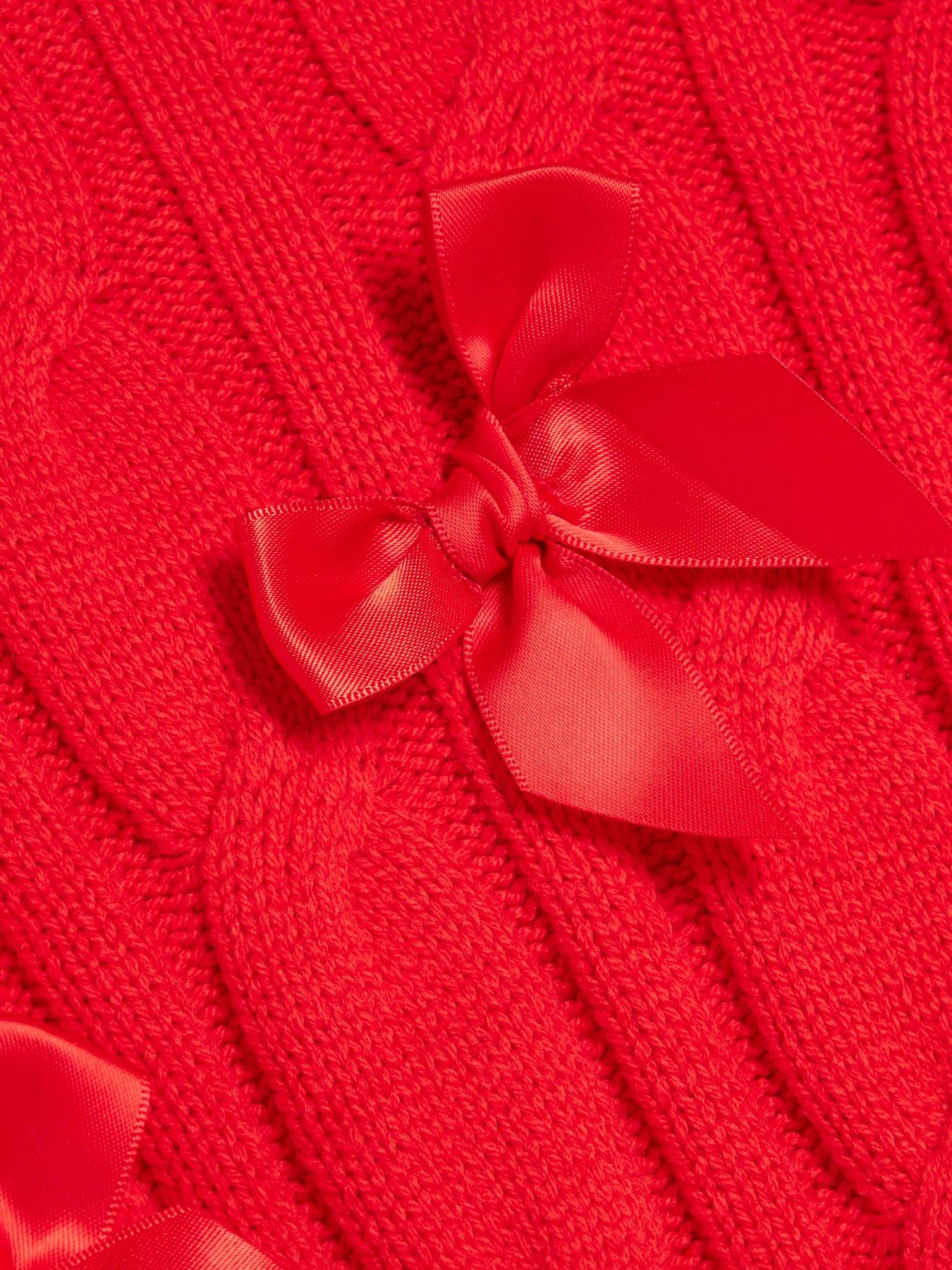 river-island-mini-mini-girls-red-cable-knit-bow-jumper-reddetail