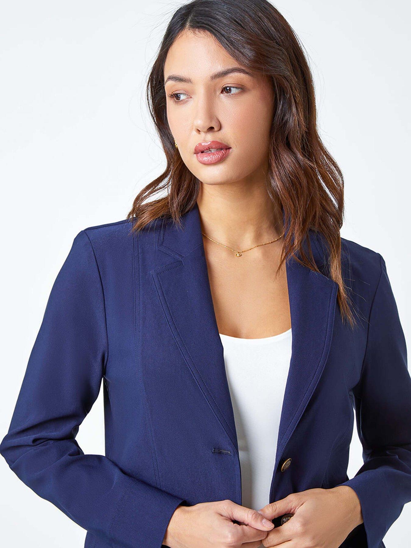 roman-button-detail-stretch-blazer-navyoutfit