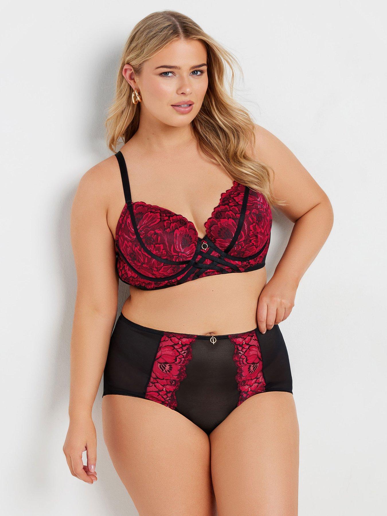 Image 1 of 4 of Yours Curve Three Tone Padded Plunge Bra - Red