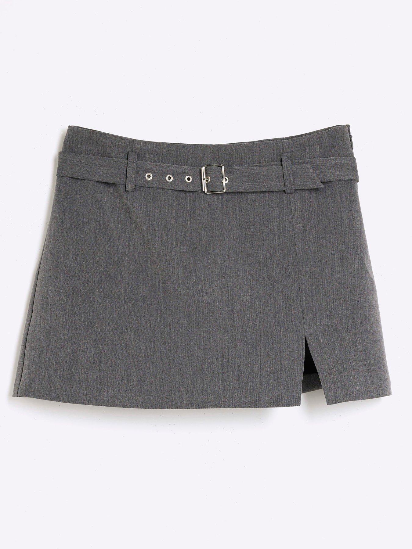 river-island-belted-split-detail-skort-dark-greydetail