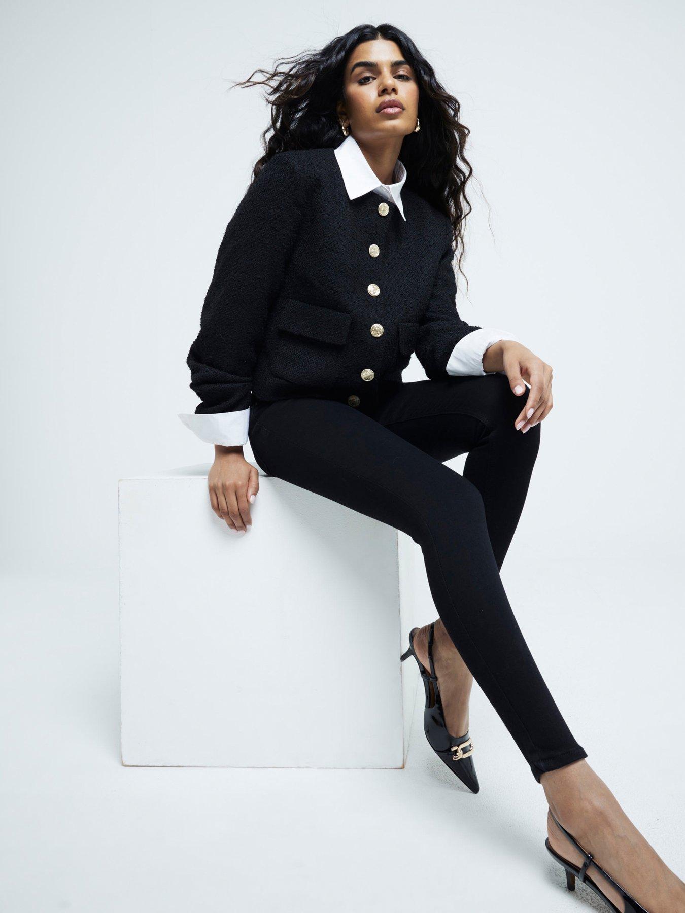 undefined Petite Molly Mid Rise Sculpt Skinny Jeans - Black