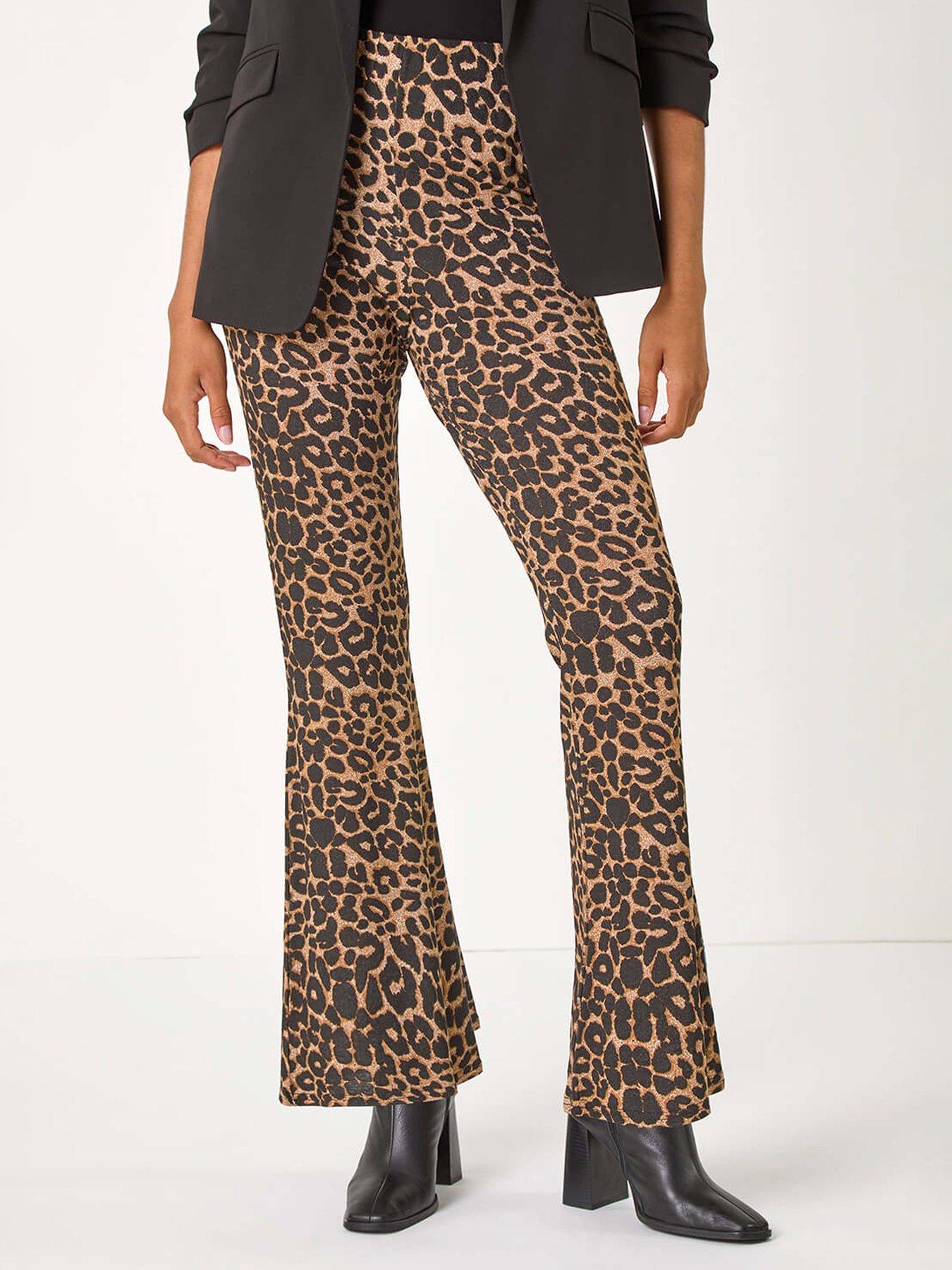 Image 1 of 5 of Roman Animal Print Flare Stretch Trouser - Natural