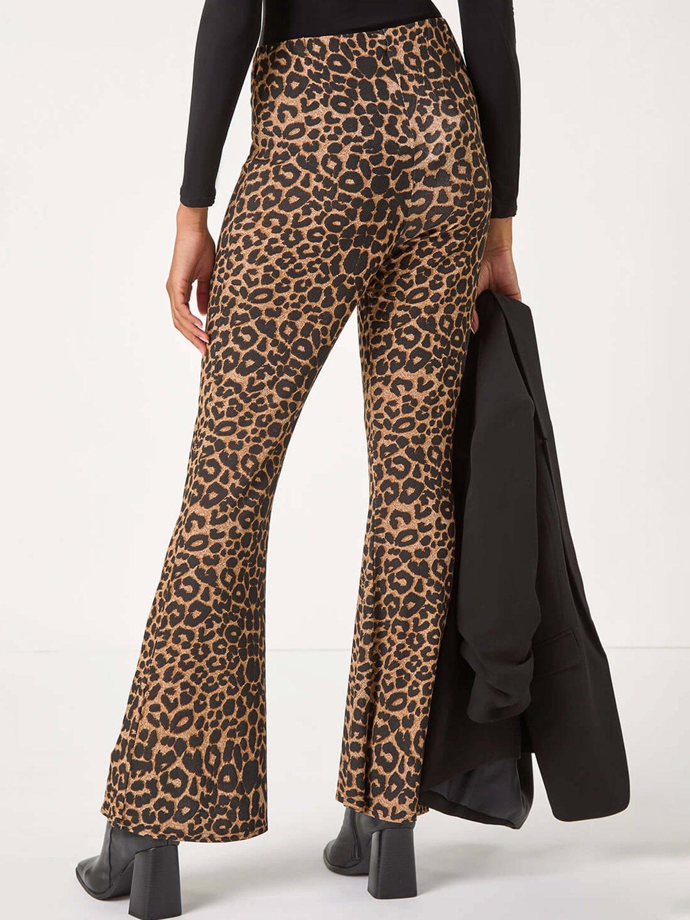 Image 2 of 5 of Roman Animal Print Flare Stretch Trouser - Natural