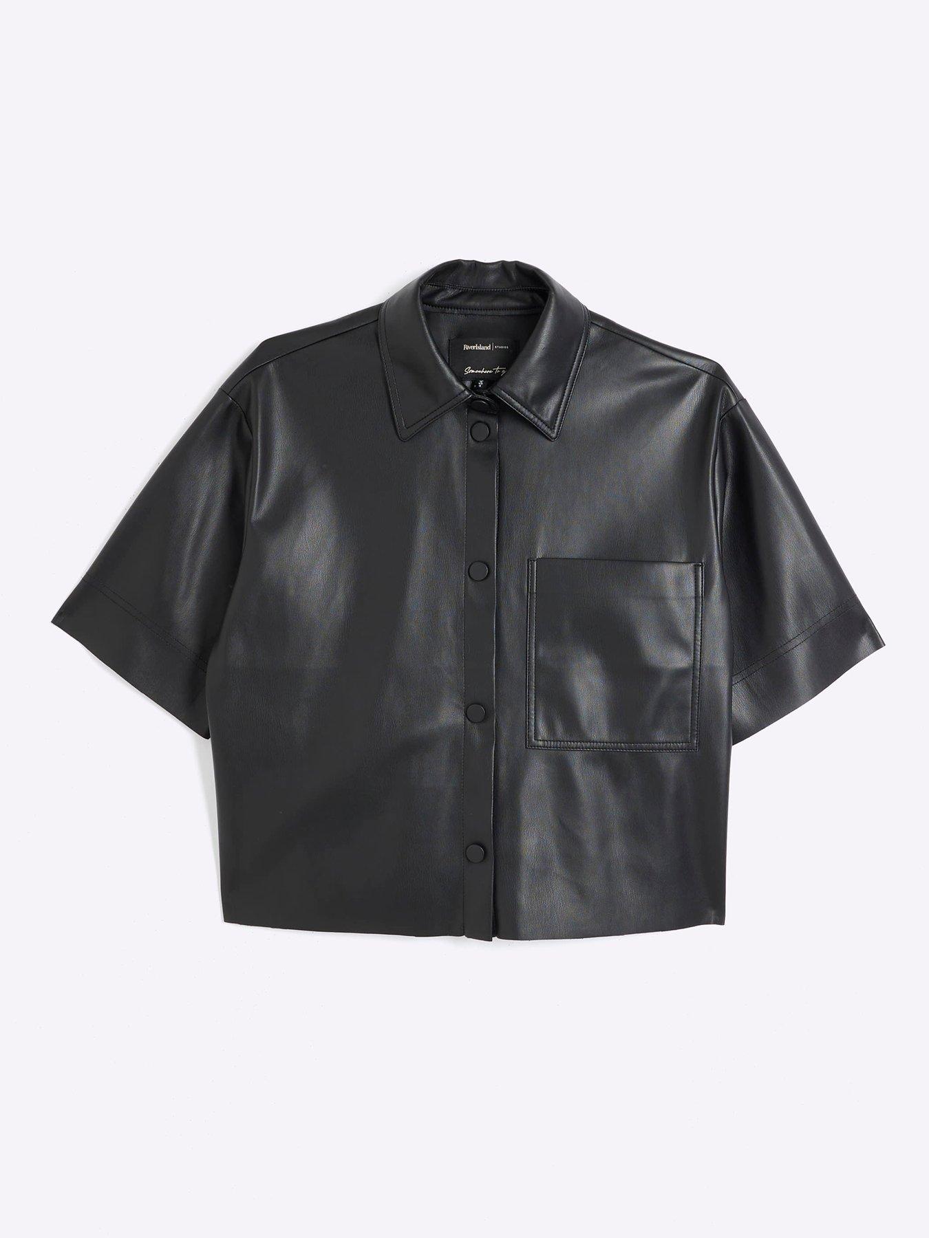 river-island-pu-short-sleeve-shirt-blackdetail