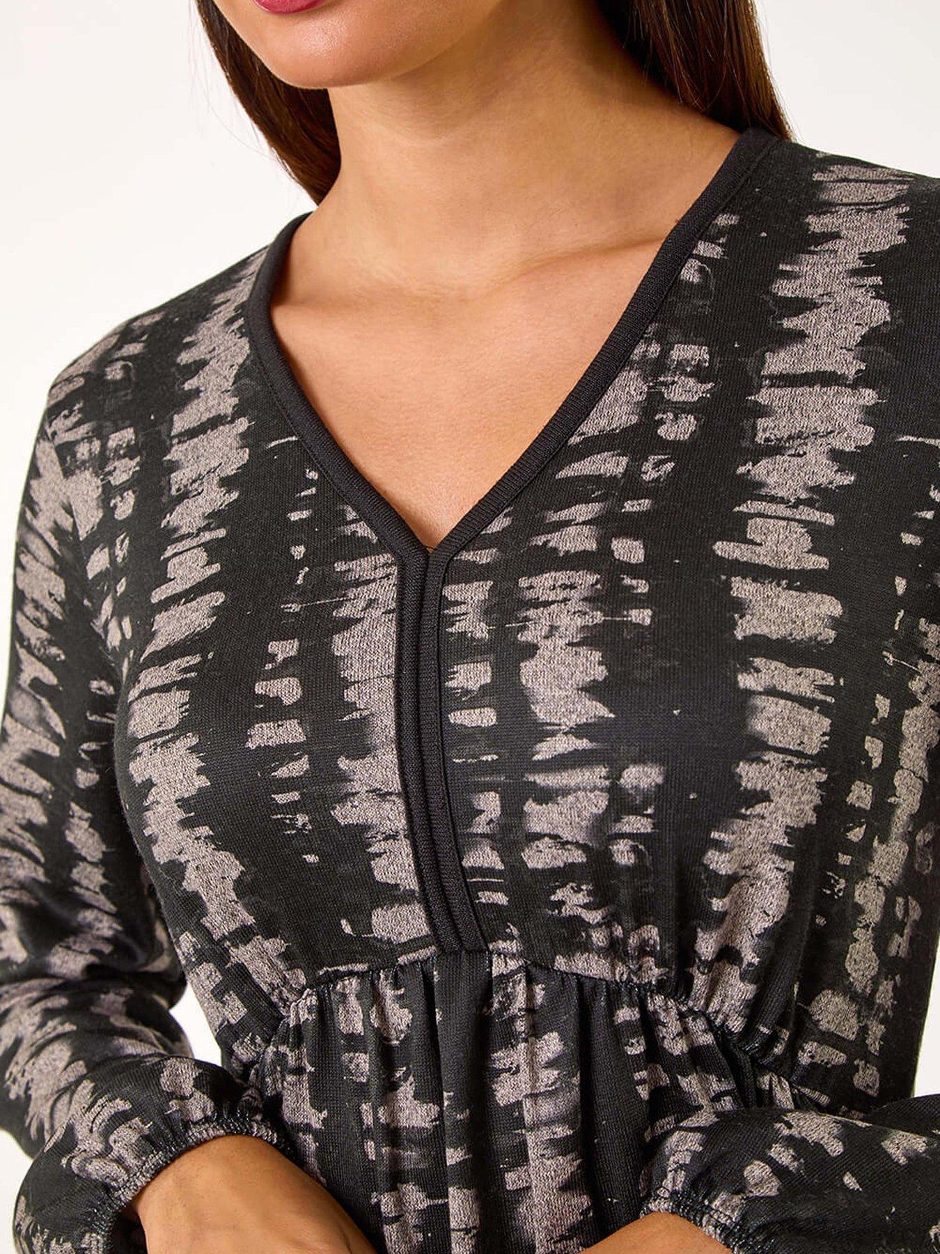 roman-abstract-print-soft-knit-dress-blackdetail