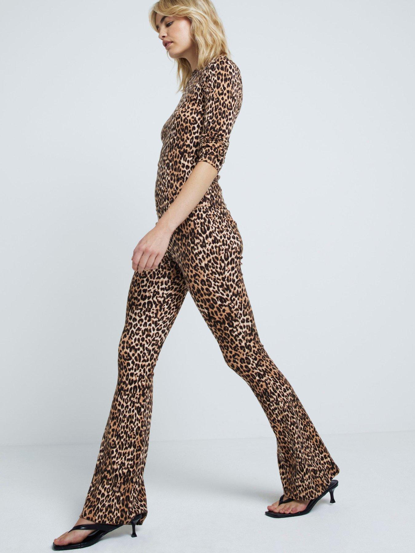 river-island-ribbed-animal-flare-legging-brownback