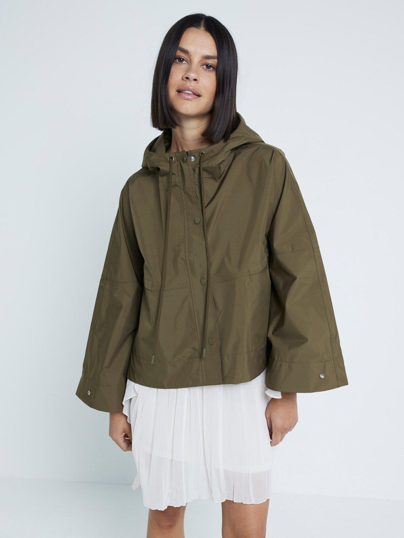 river-island-waxed-short-cape-dark-khaki