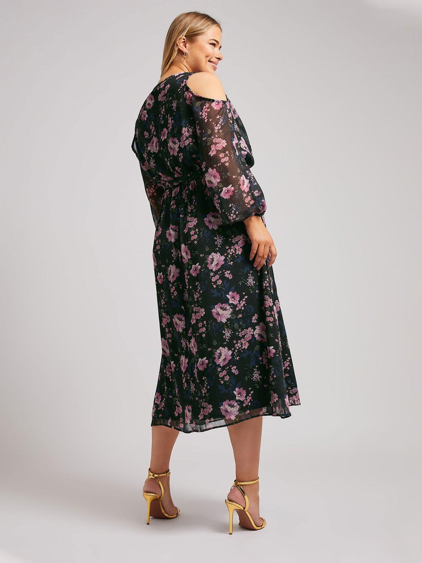 yours-curve-floral-cold-shoulder-wrap-dressstillFront