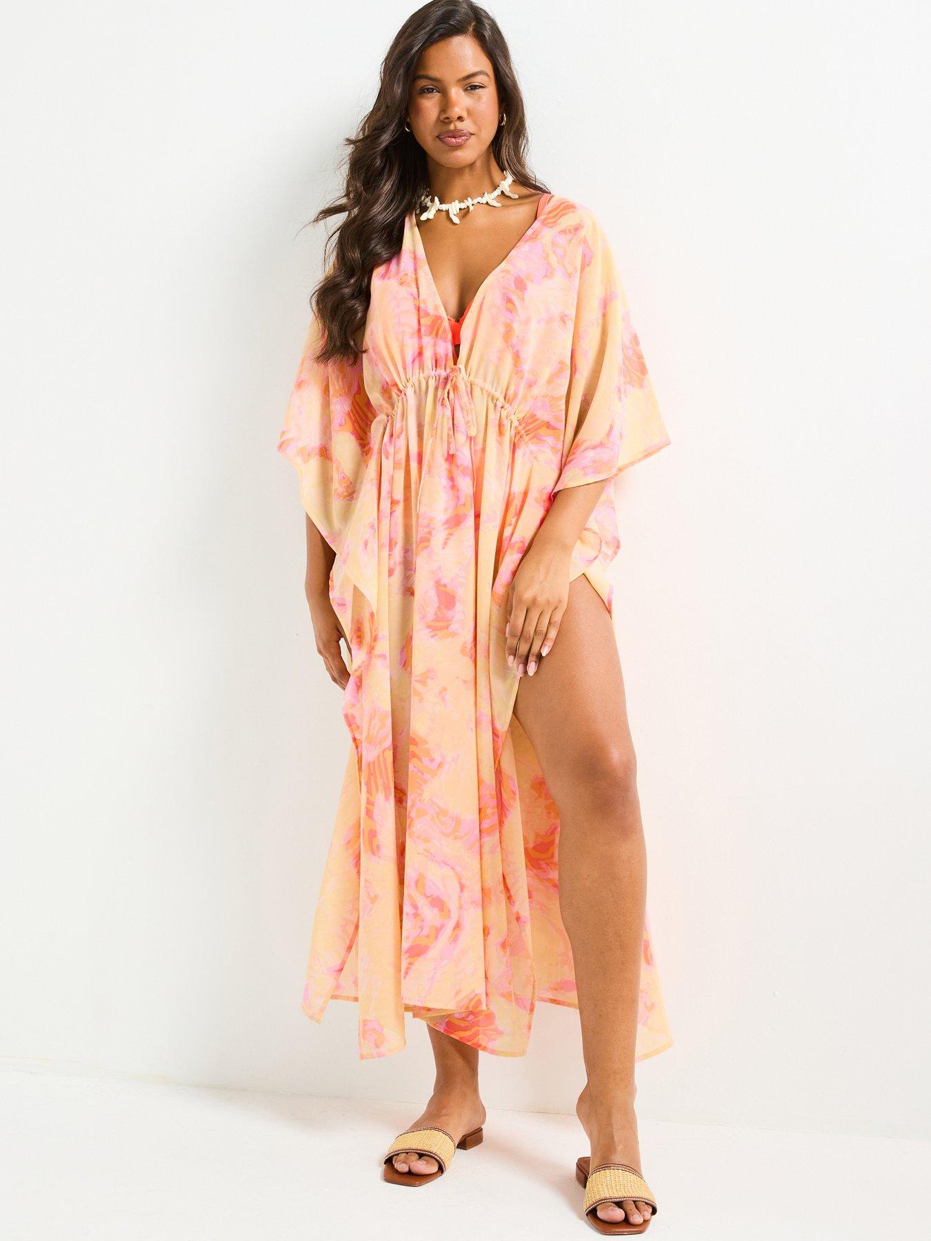 Image of V by Very Tie Waist Maxi Kaftan