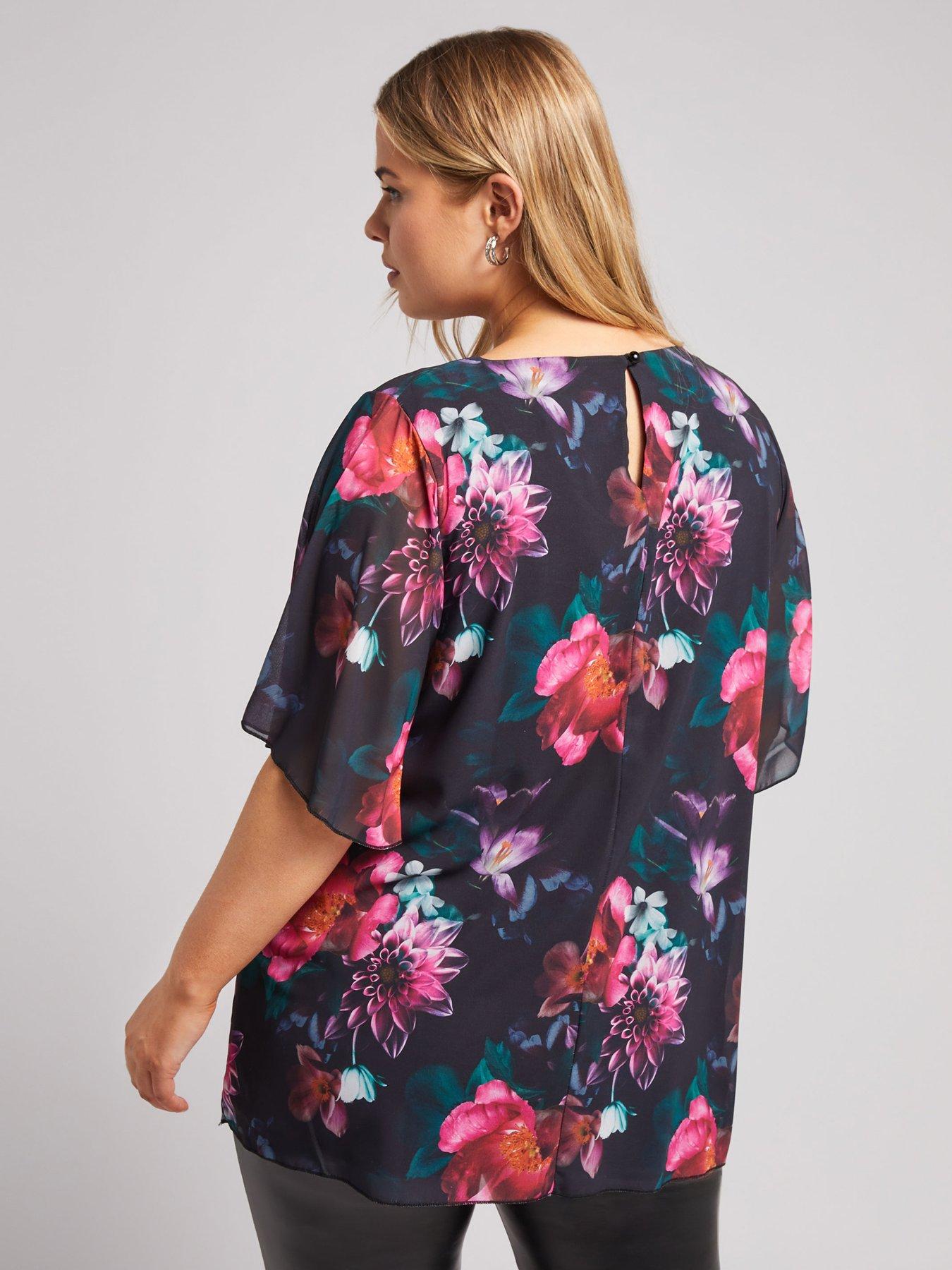 yours-curve-floral-flutter-sleeve-blousestillFront