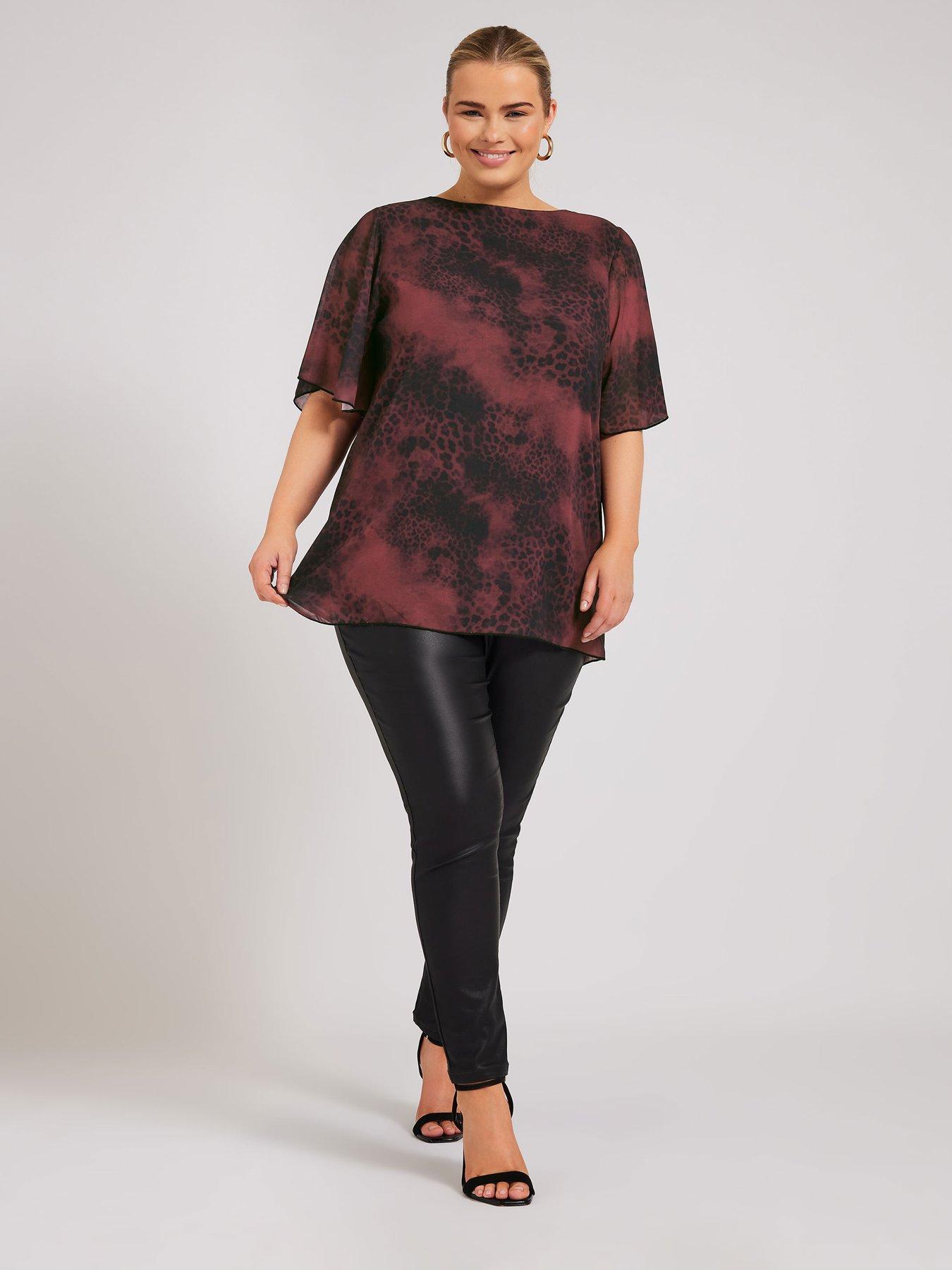 yours-curve-animal-flutter-sleeve-blouse-redback