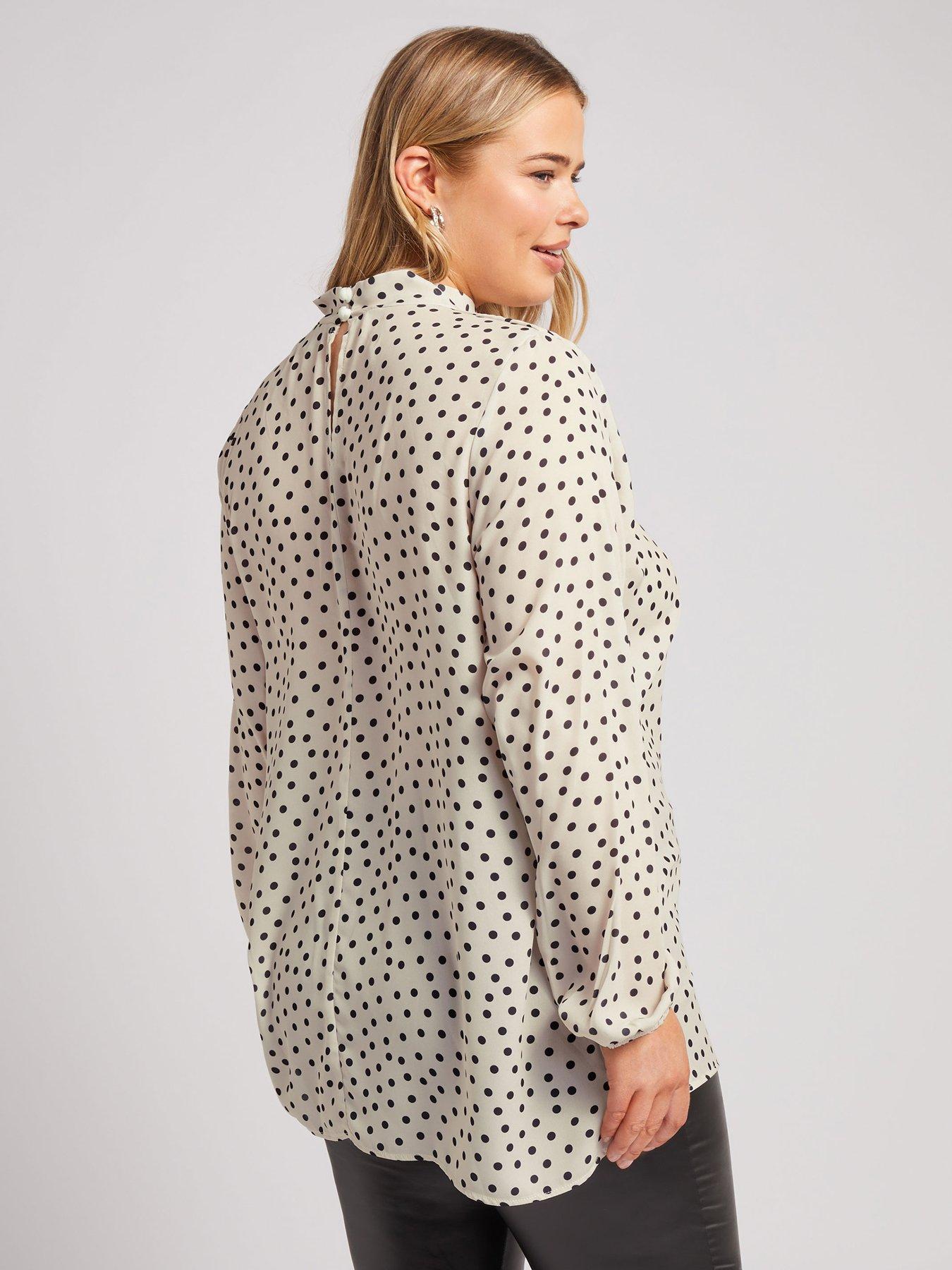 yours-curve-polkadot-high-neck-blousestillFront