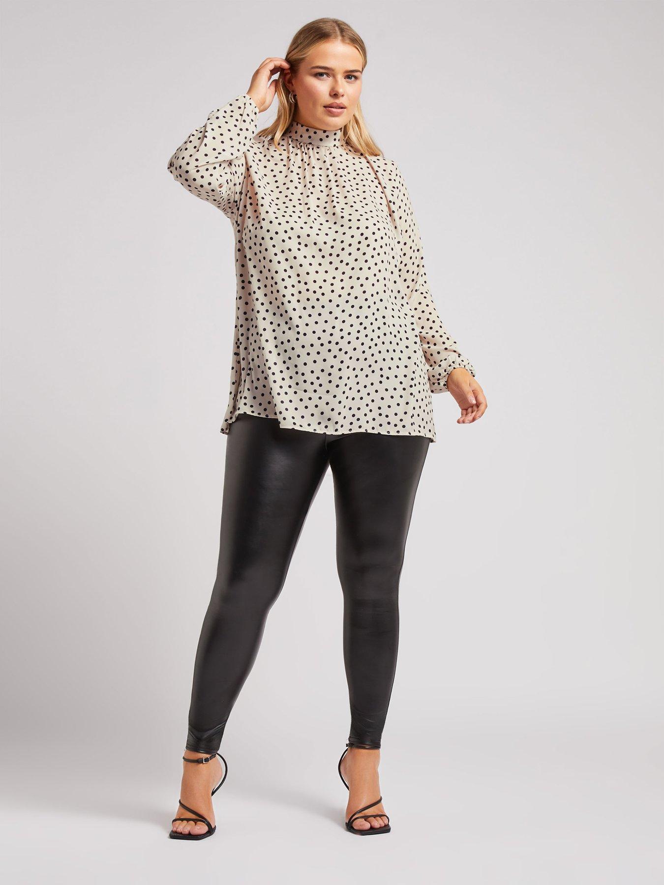 yours-curve-polkadot-high-neck-blouseback