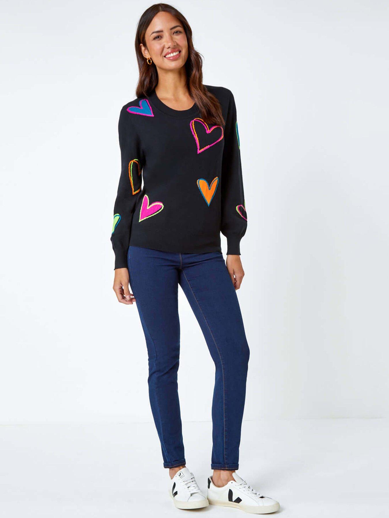 roman-heart-print-knitted-jumper-black