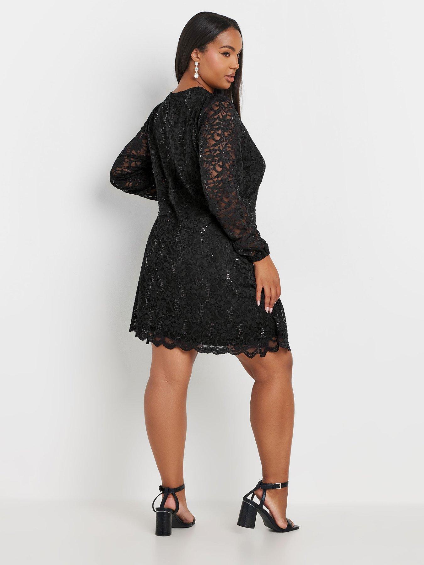 yours-curve-lace-midi-dress-blackstillFront