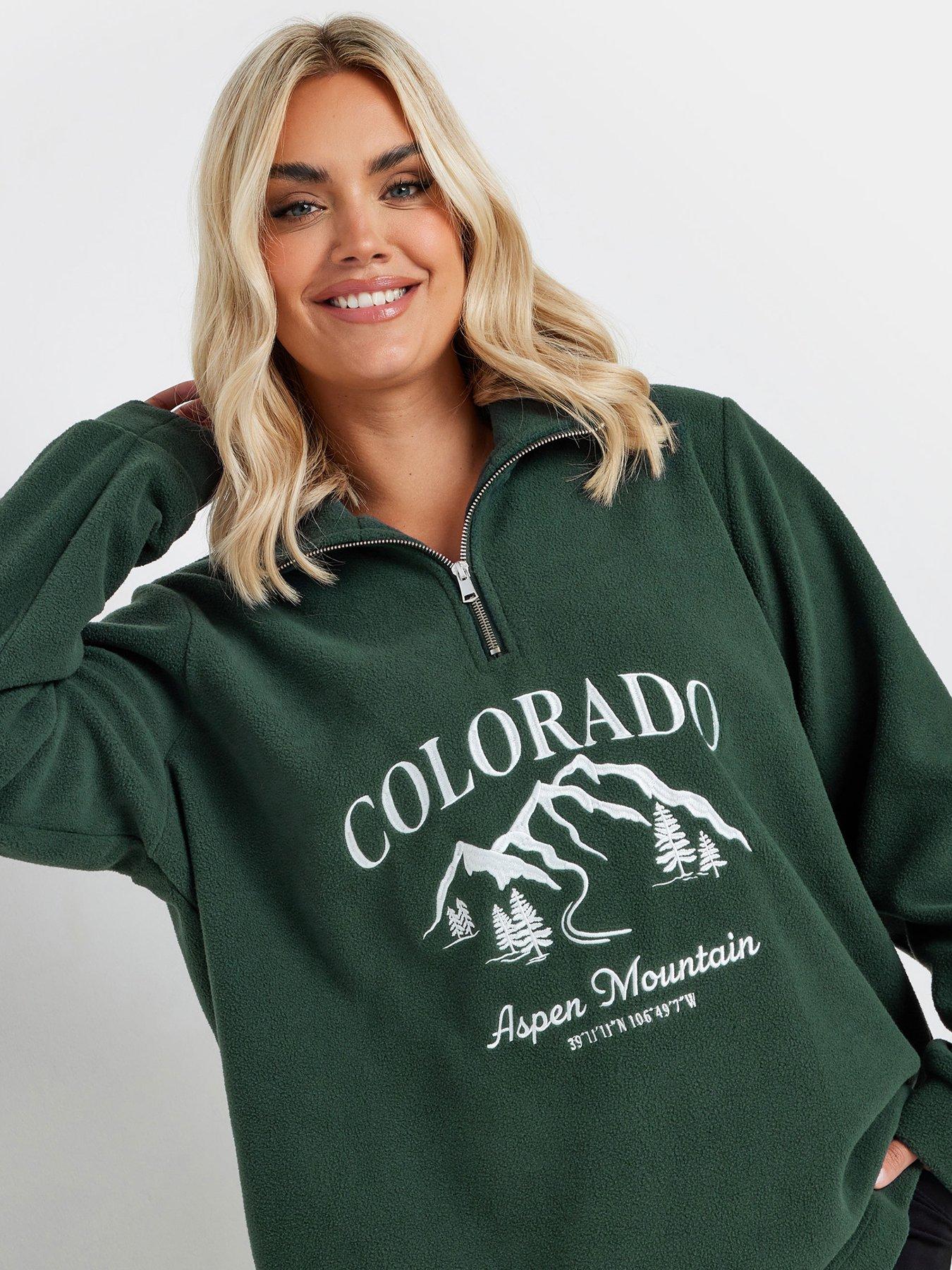 yours-curve-half-zip-fleece-jacket-greenoutfit