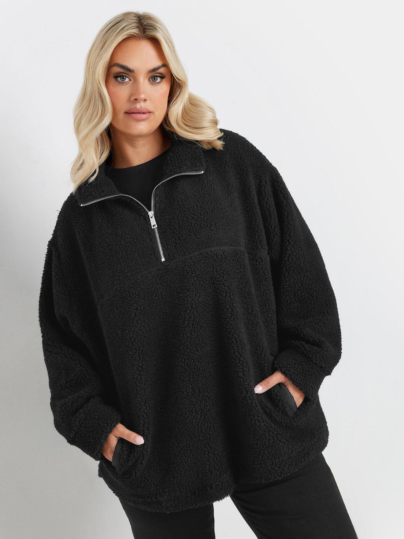 yours-curve-oversized-borg-half-zip-fleece-black