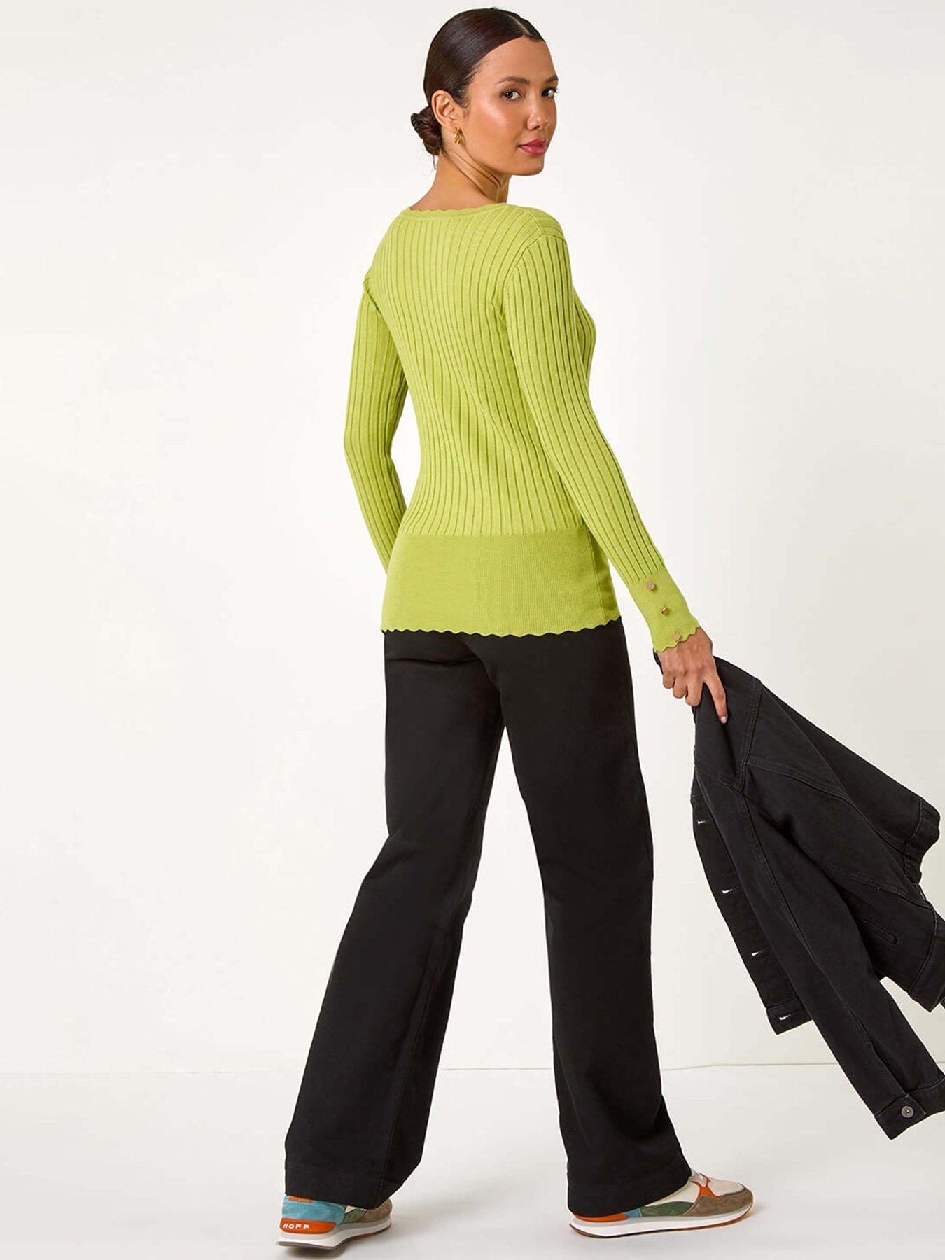 roman-button-detail-ribbed-longline-jumper-greenstillFront