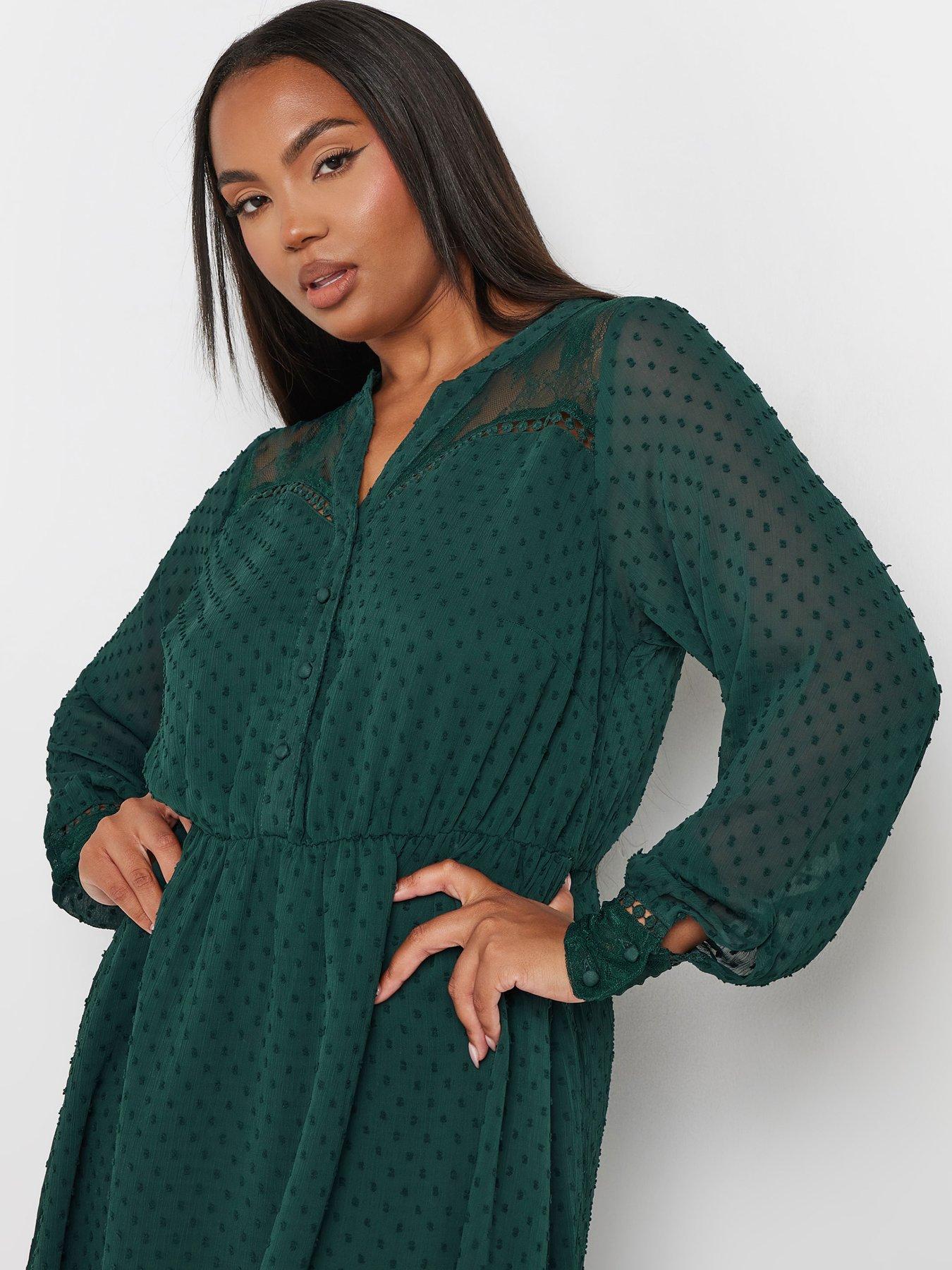 yours-curve-lace-dobby-mesh-dress-greenoutfit