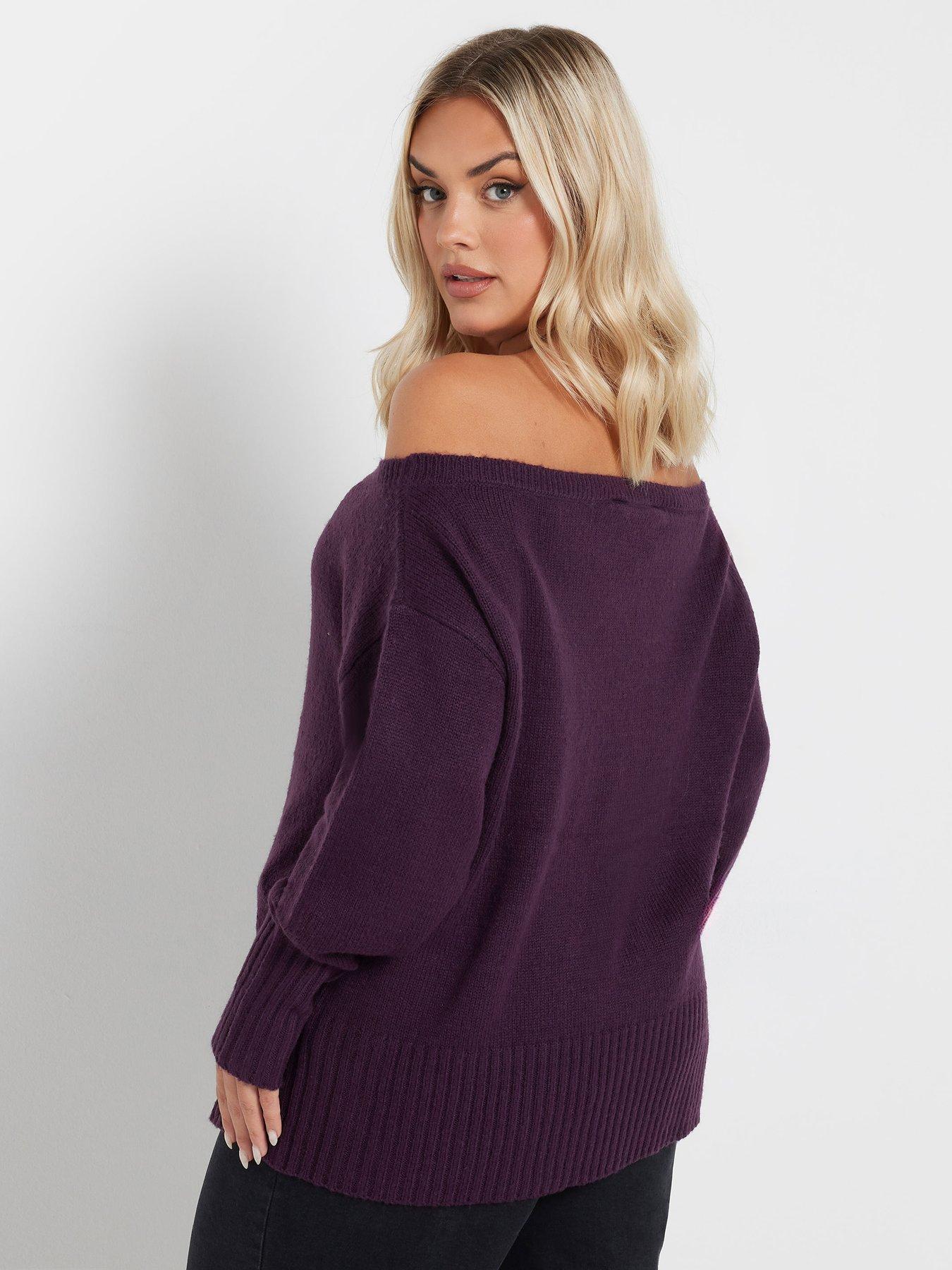 yours-curve-bardot-jumper-purplestillFront