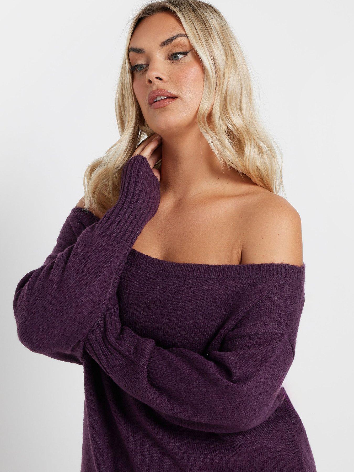 yours-curve-bardot-jumper-purpleoutfit