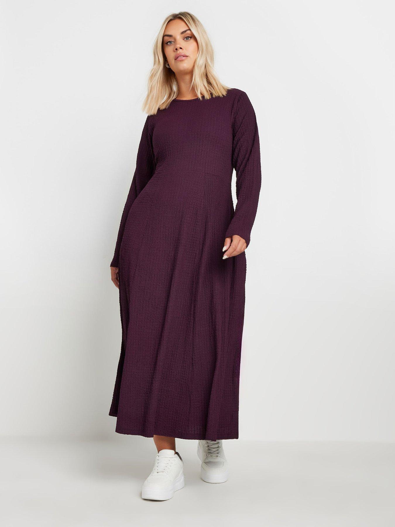 yours-curve-textured-flared-maxi-dress-purple