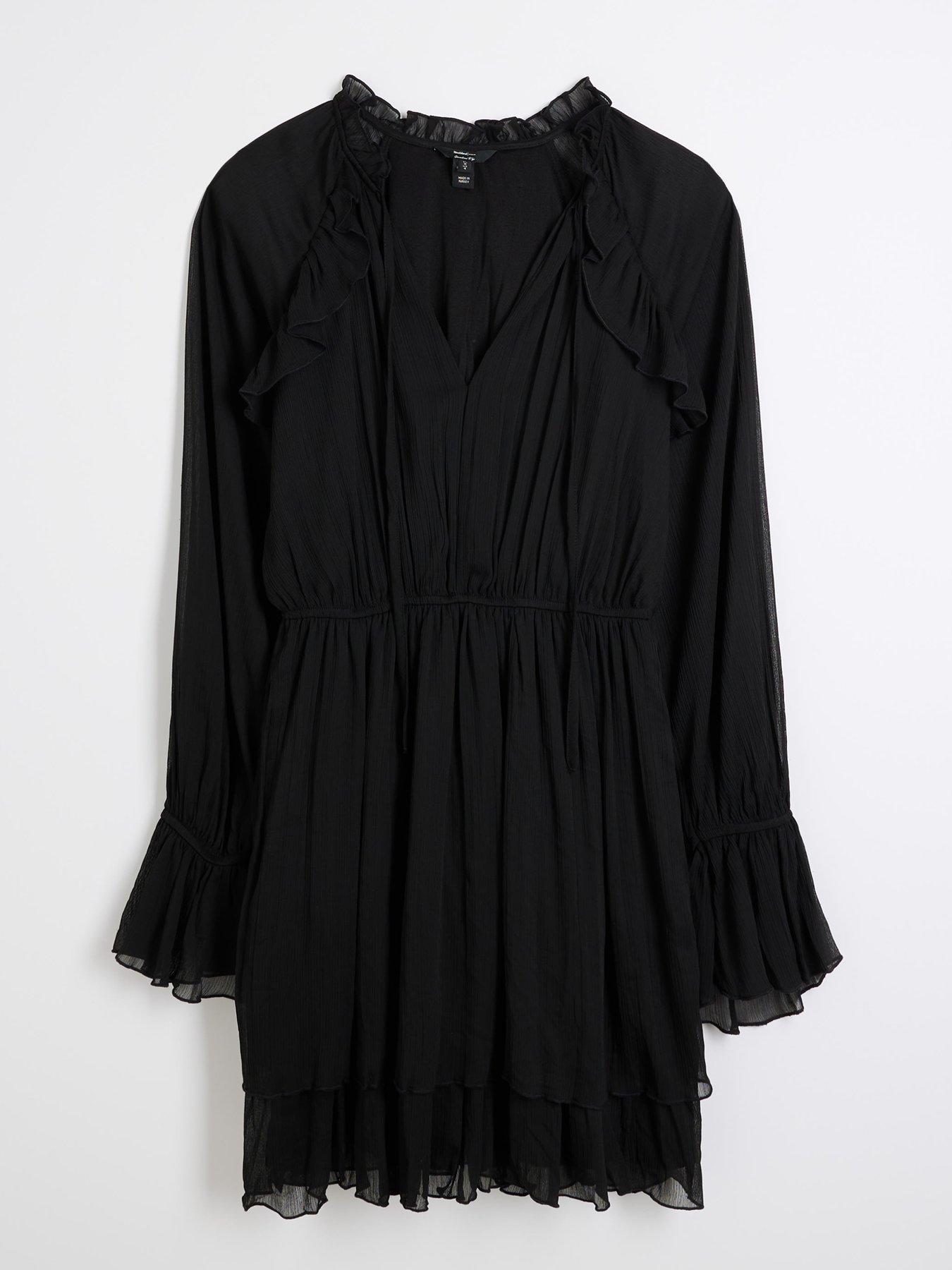 river-island-elasticated-ruffle-mini-dress-blackdetail