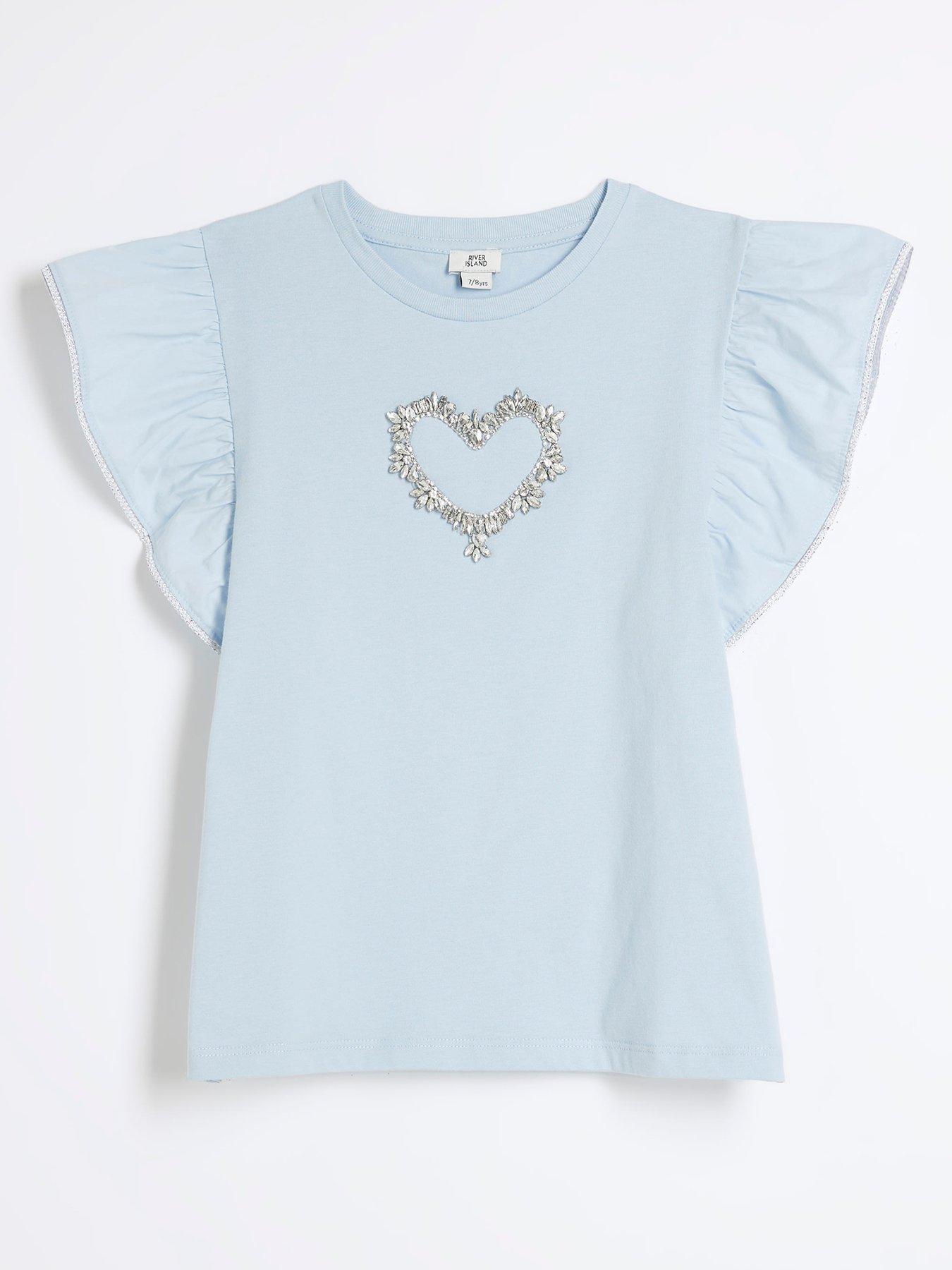 river-island-girls-heart-frill-sleeve-t-shirt-bluefront