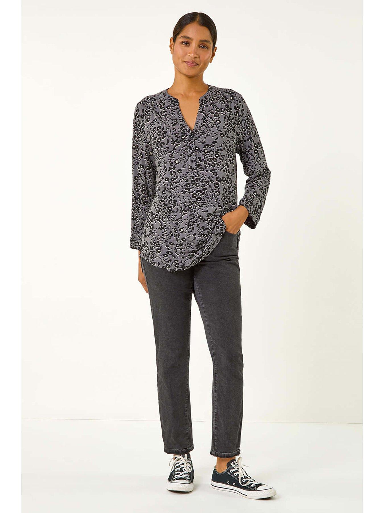 roman-animal-print-stretch-blouse-greyback