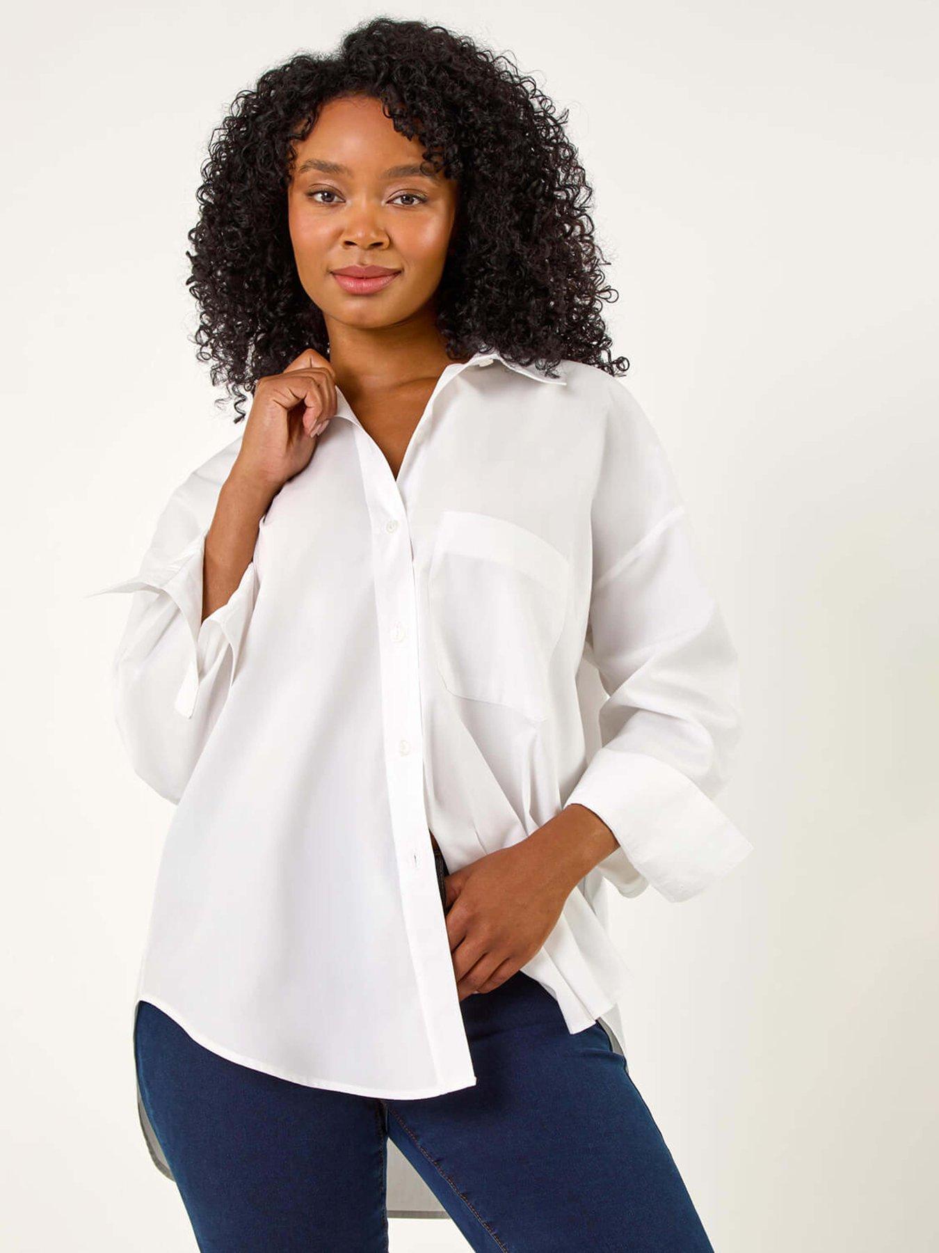 Roman Petite Cotton Button Up Pocket Shirt - White