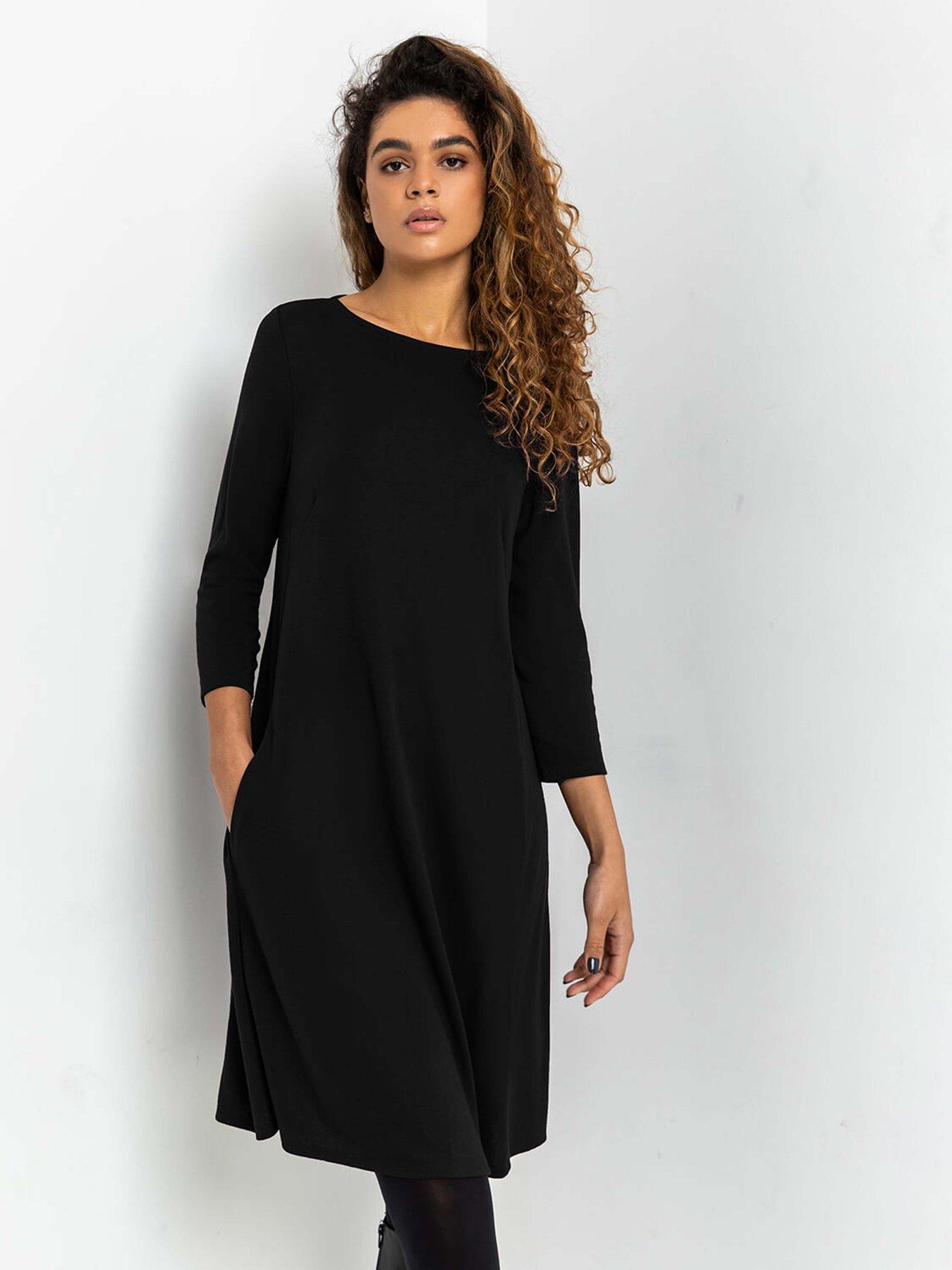 Dresses | Plus Size | Swing Dresses | Black | 14 | Long Sleeve | Women |  Very
