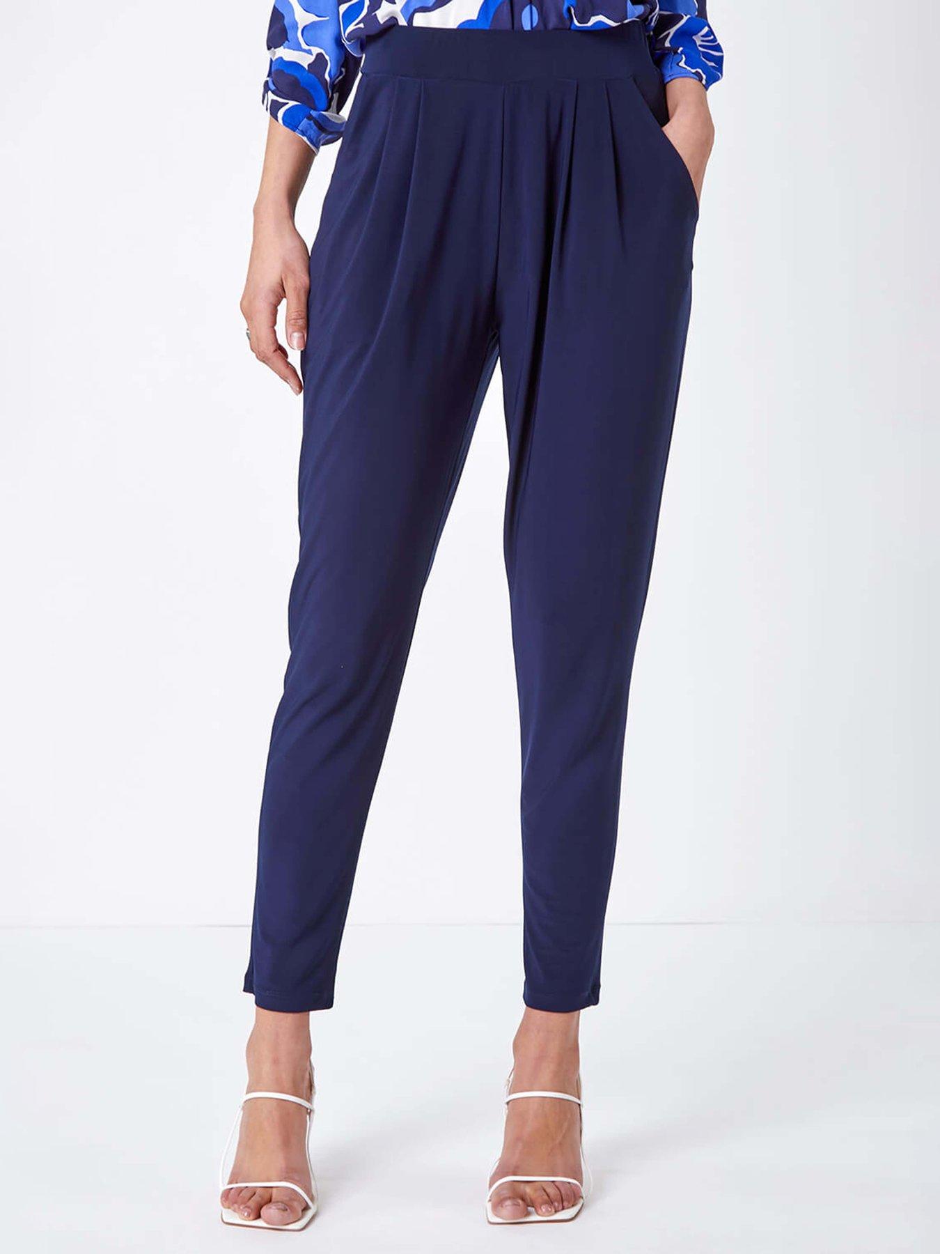 roman-jersey-stretch-elastic-waist-harem-trousers-navy