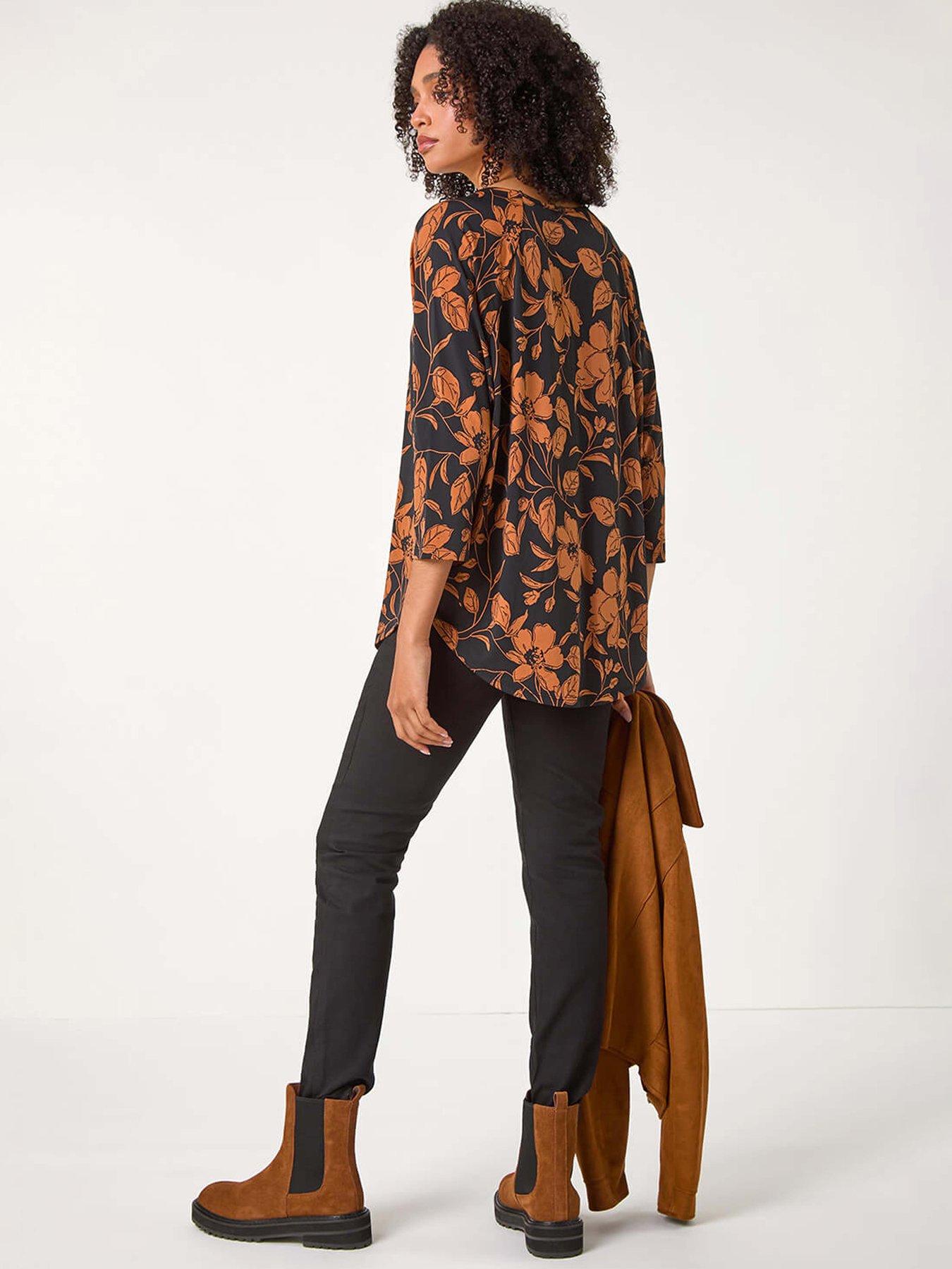roman-leaf-print-raglan-sleeve-stretch-top-tanstillFront