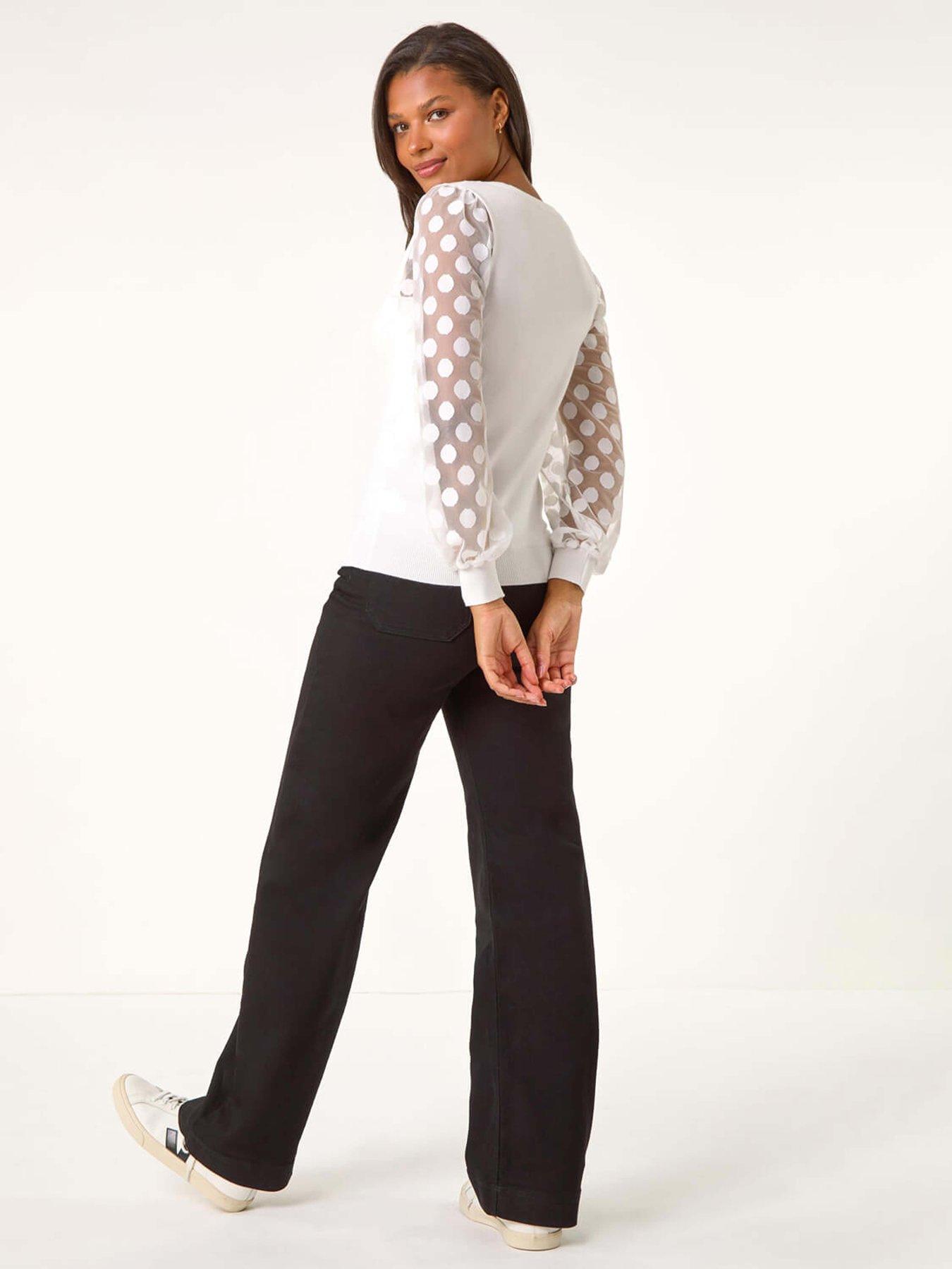 roman-polka-dot-v-neck-sleeve-knit-jumper-ivorystillFront