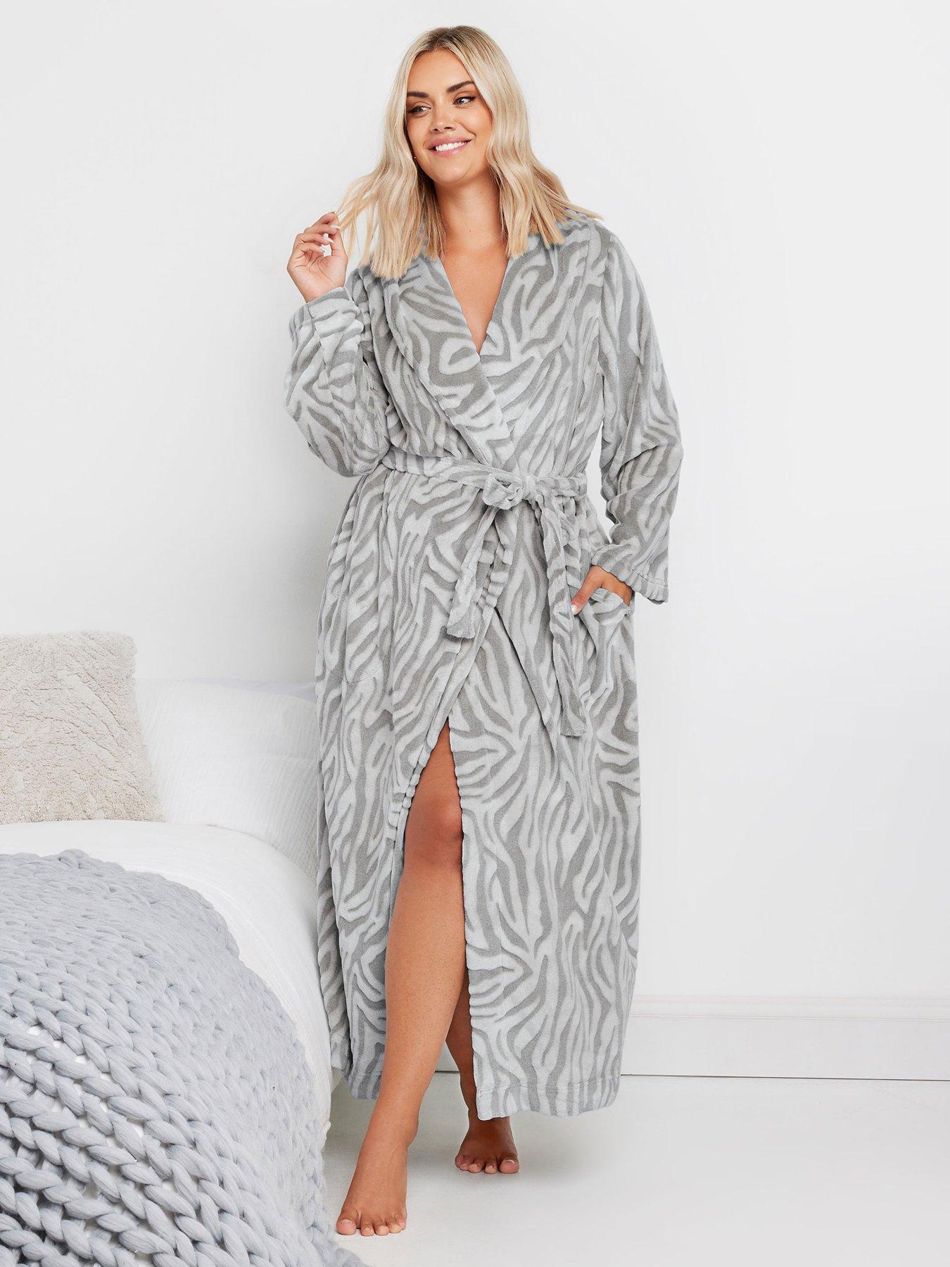 Image of Yours Curve Zebra Shawl Collar Maxi Robe