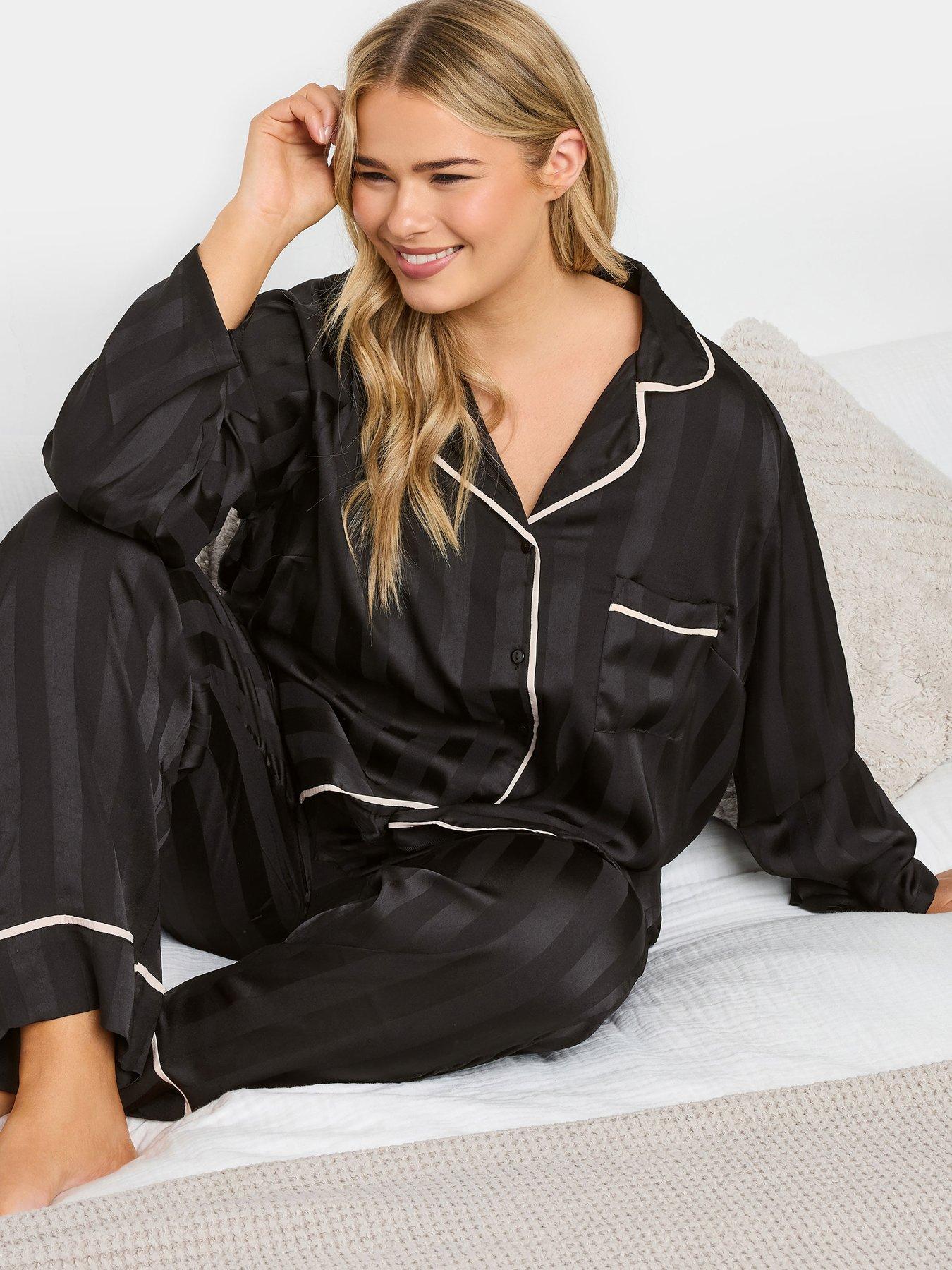 yours-curve-jacquard-stripe-satin-pj-setoutfit