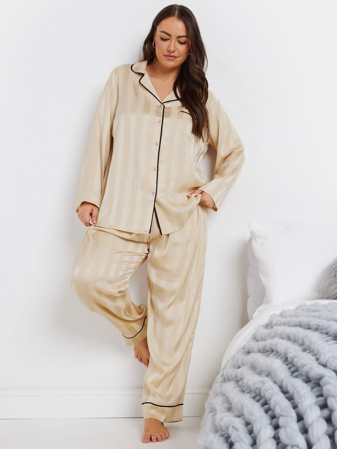 yours-curve-jacquard-stripe-satin-pj-set-ivory