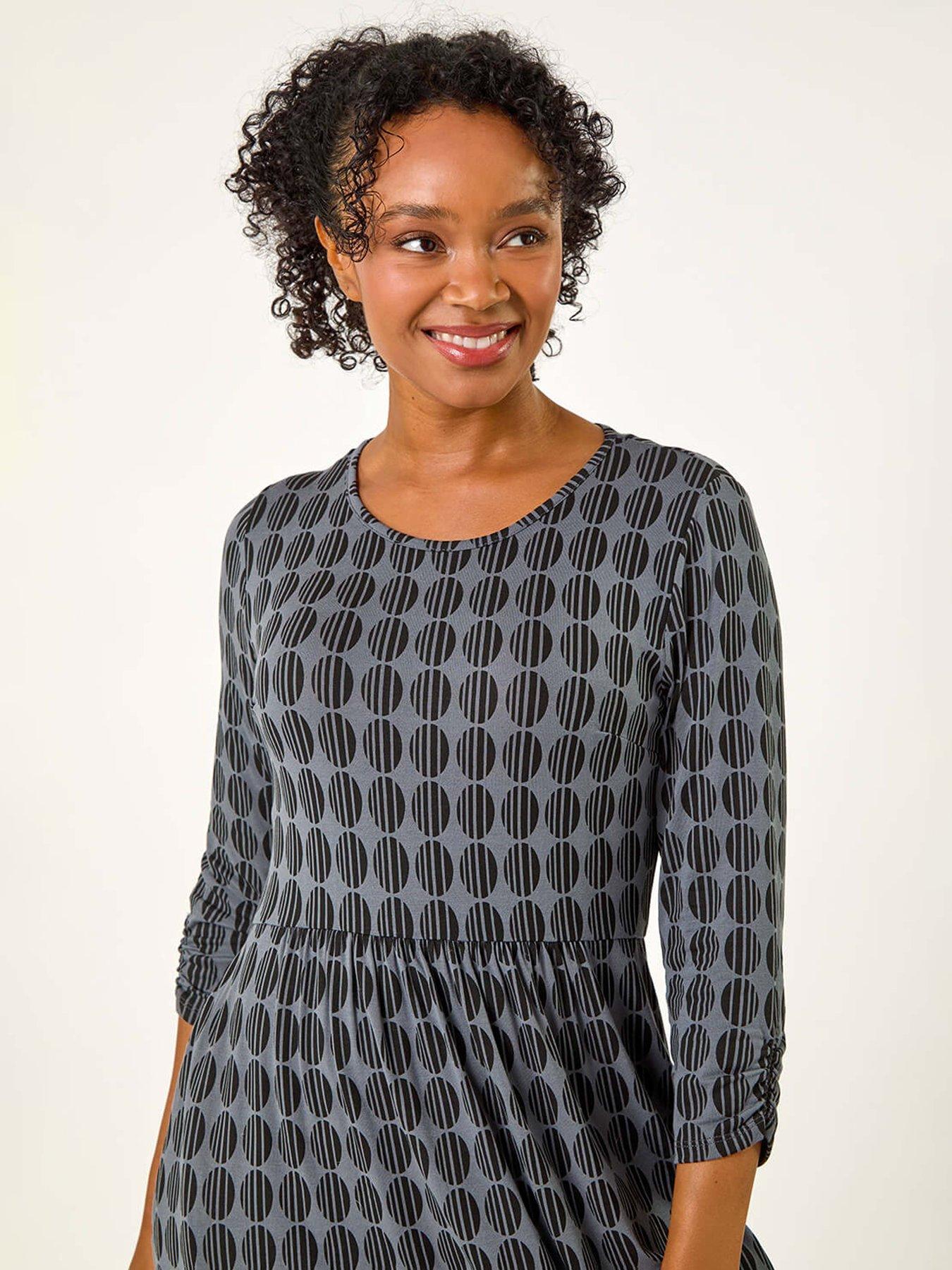 roman-petite-geometric-spot-midi-dress-greyoutfit