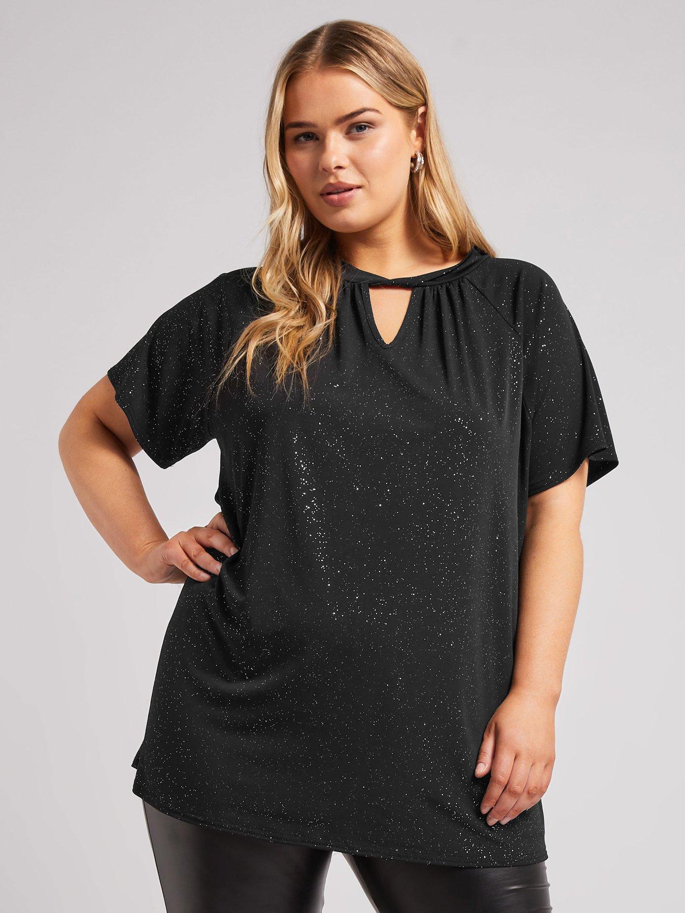 yours-curve-glitter-twist-neck-top-blackfront