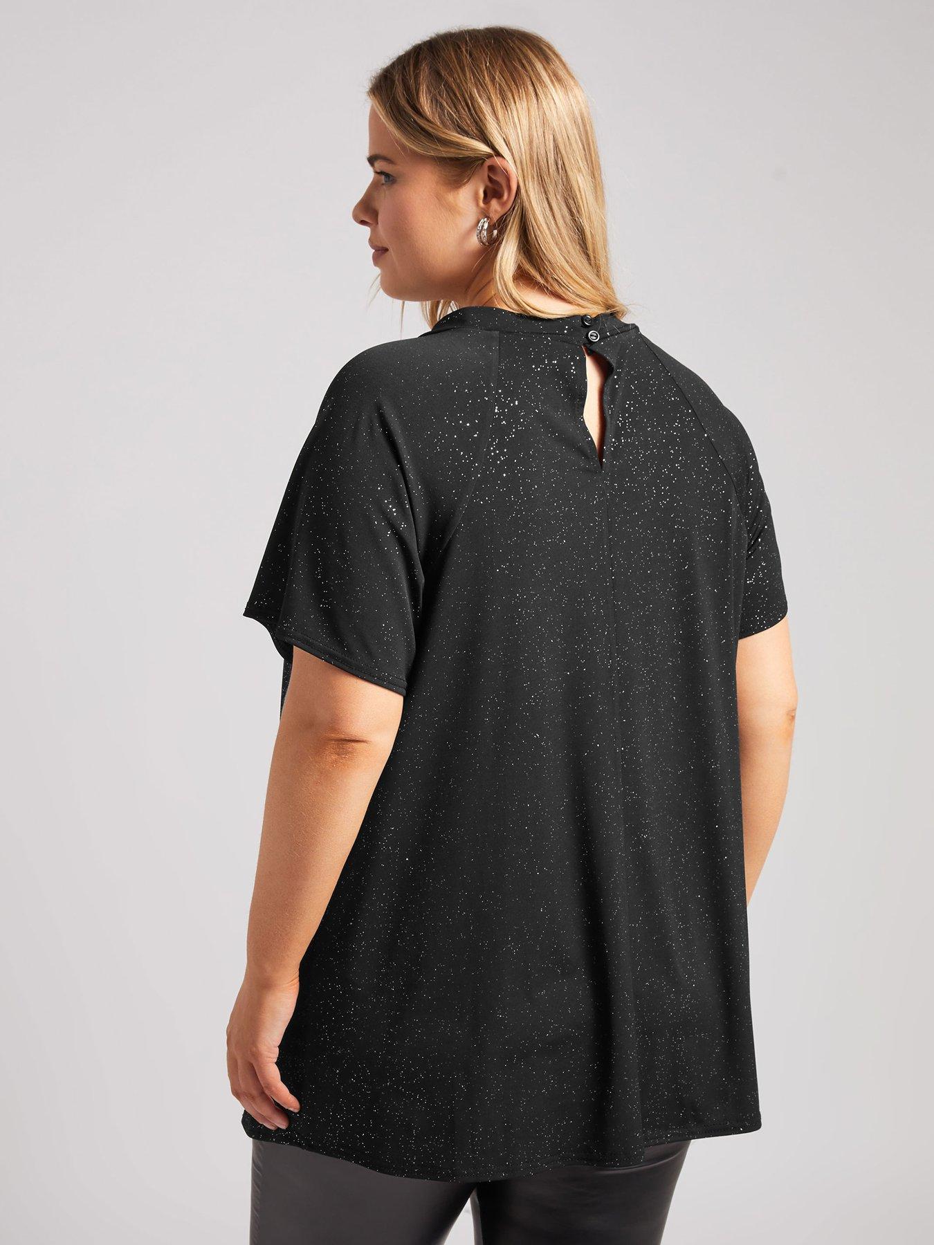 yours-curve-glitter-twist-neck-top-blackstillFront