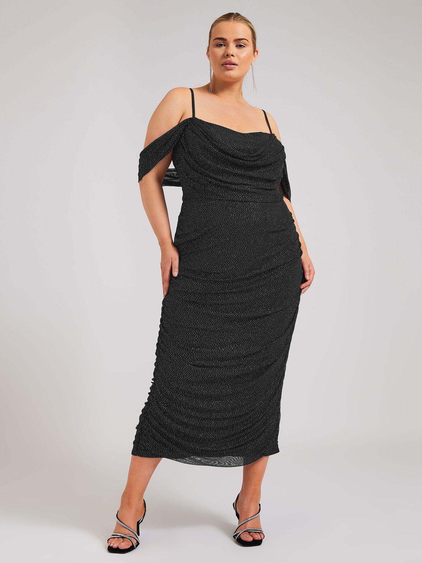 yours-curve-glitter-mesh-gathered-dress