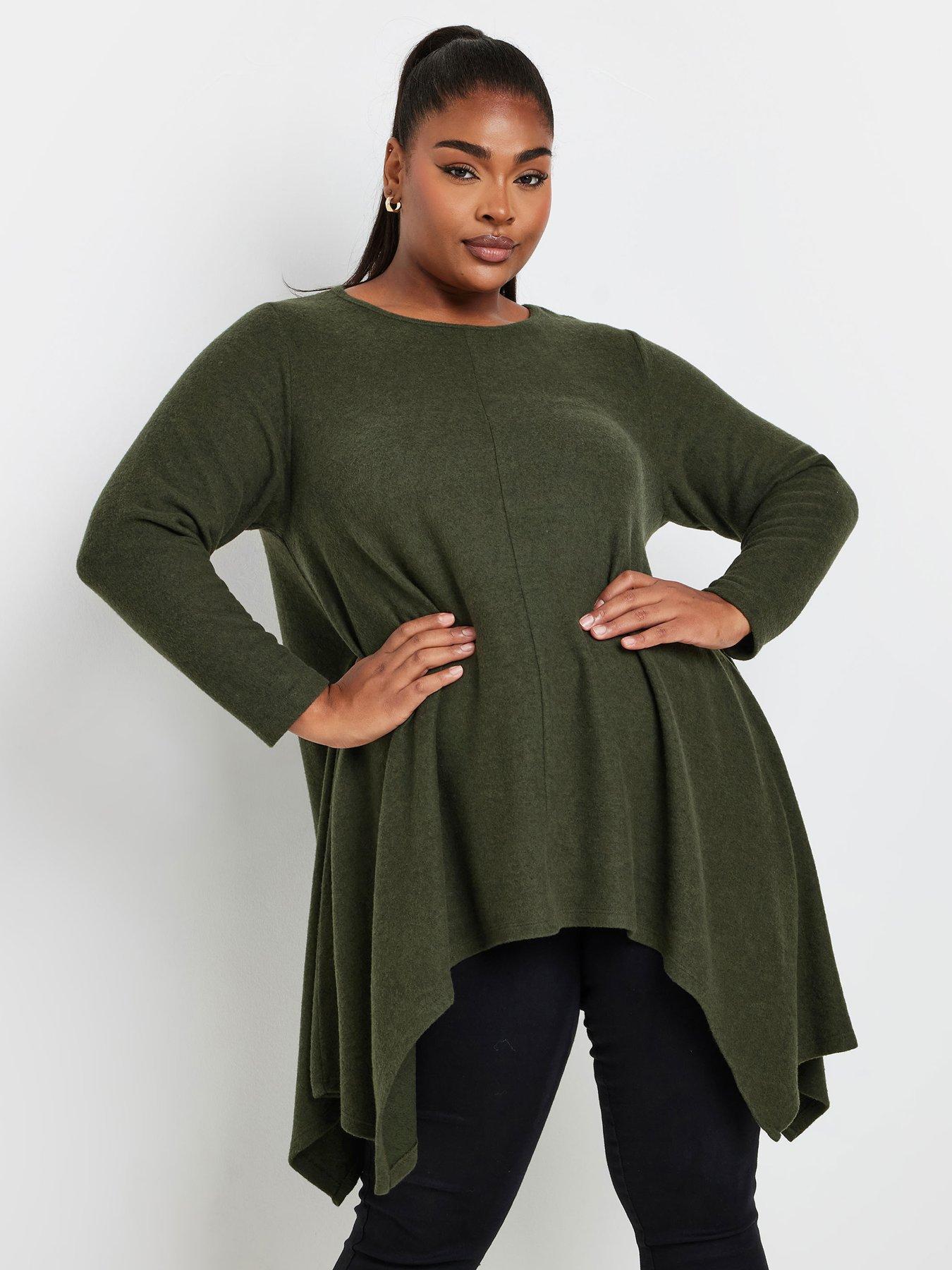 yours-curve-hanky-hem-tunic-top-green