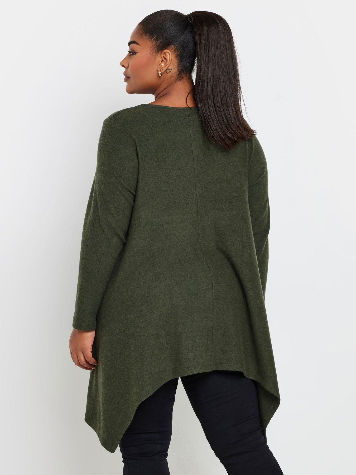 yours-curve-hanky-hem-tunic-top-greenstillFront