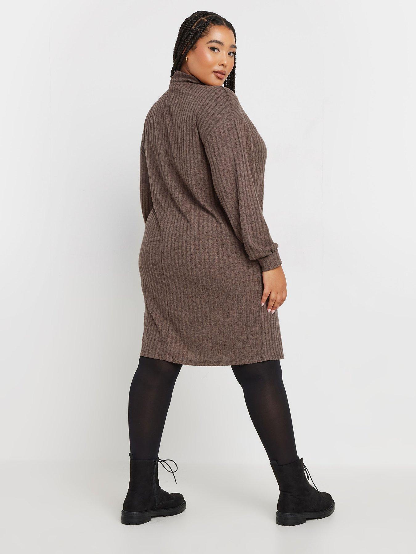 yours-curve-quarter-zip-tunic-brownstillFront